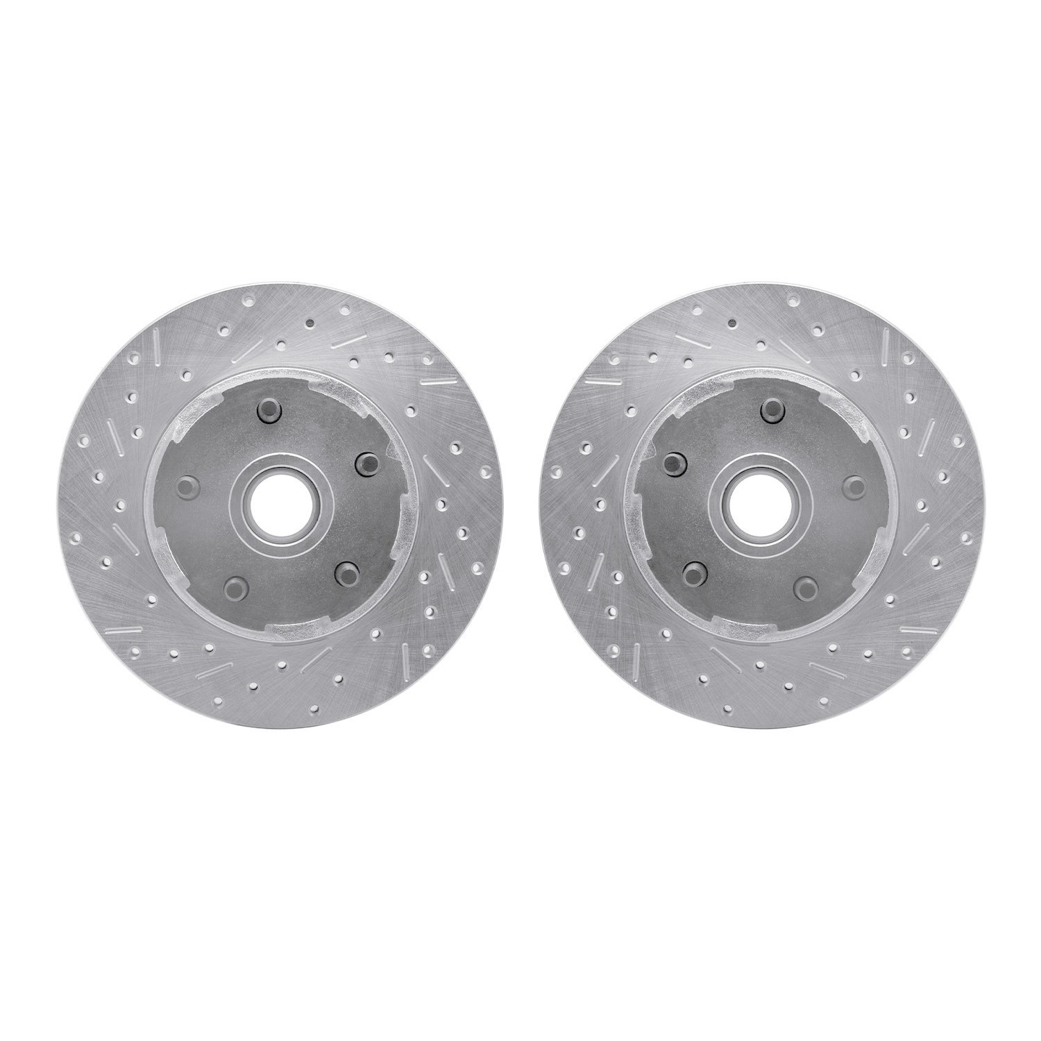 7002-54127 Drilled/Slotted Brake Rotors [Silver], 1965-1967 Ford/Lincoln/Mercury/Mazda, Position: Front