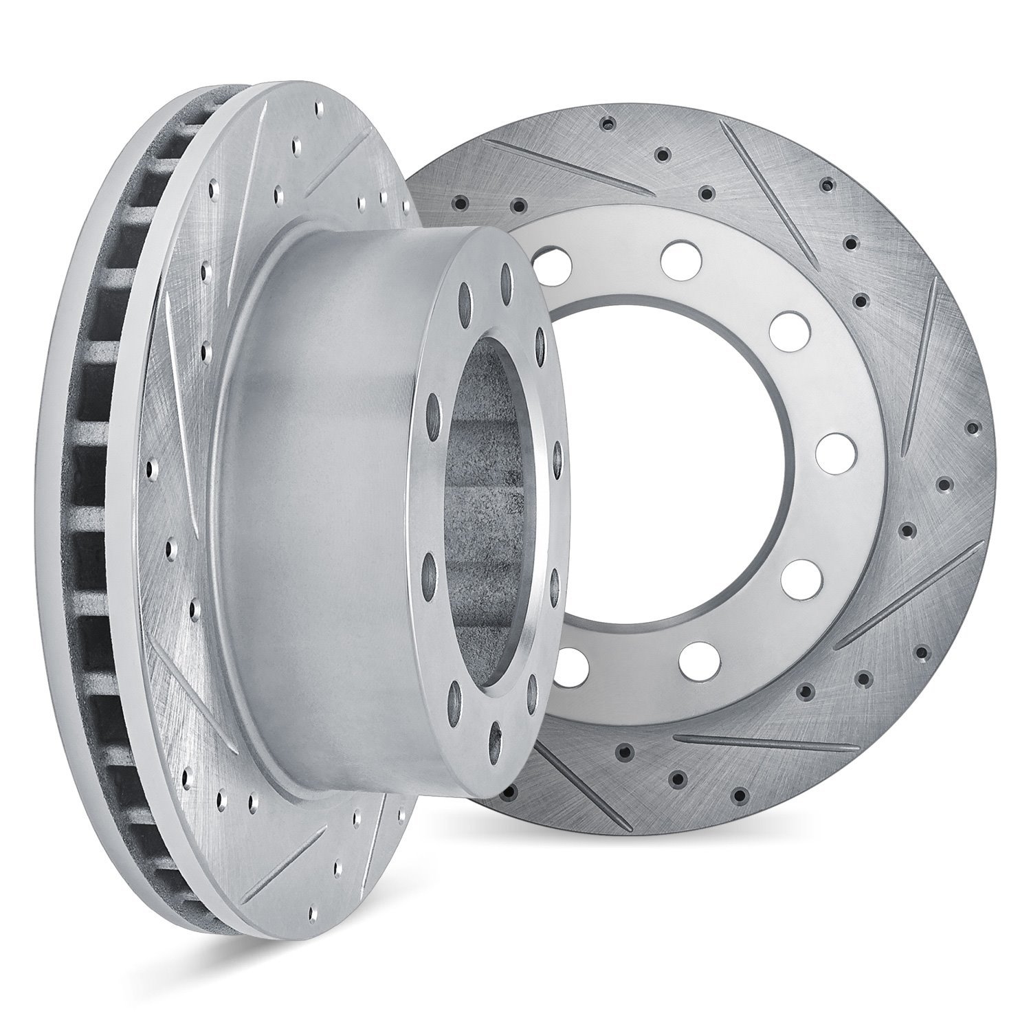 7002-54194 Drilled/Slotted Brake Rotors [Silver], 1999-2015 Ford/Lincoln/Mercury/Mazda, Position: Rear