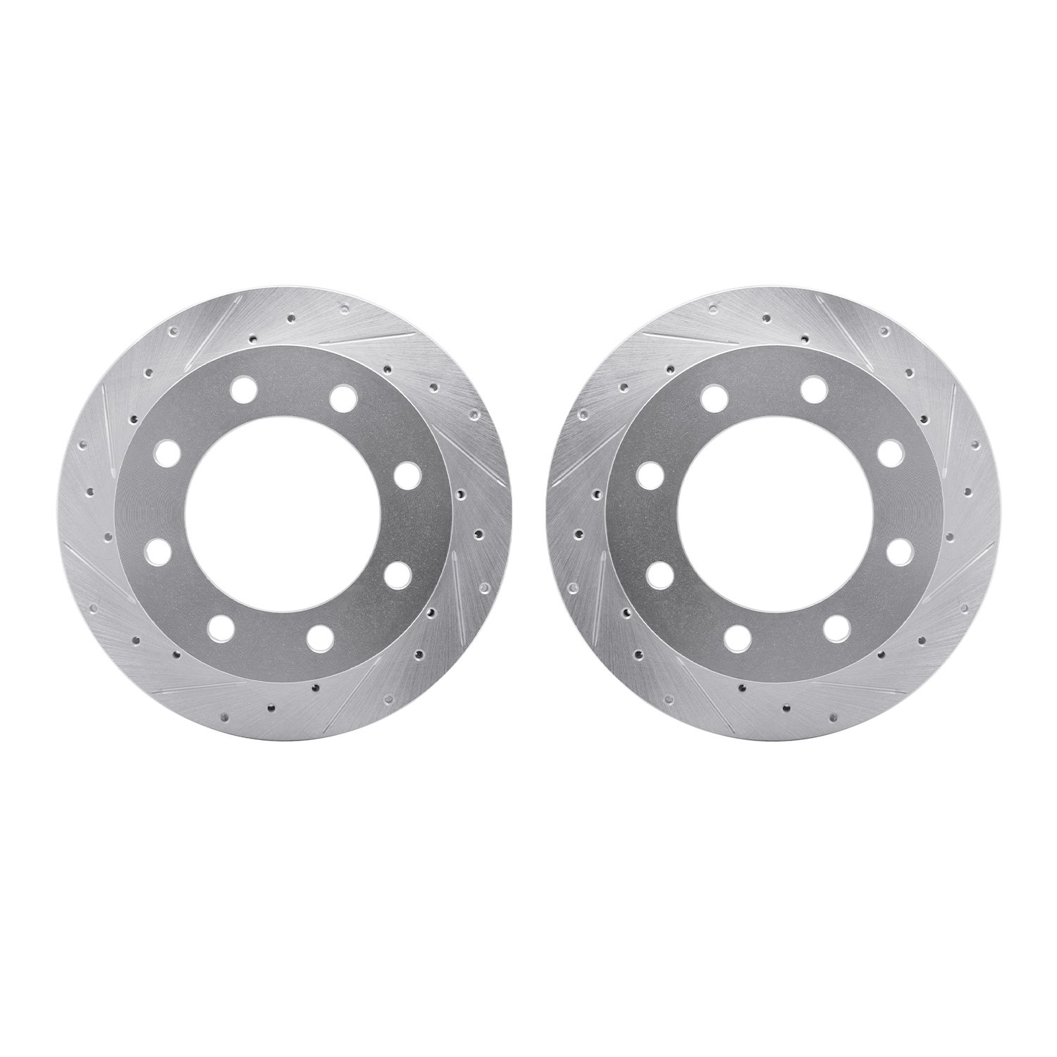 7002-54203 Drilled/Slotted Brake Rotors [Silver], 1999-2005 Ford/Lincoln/Mercury/Mazda, Position: Rear