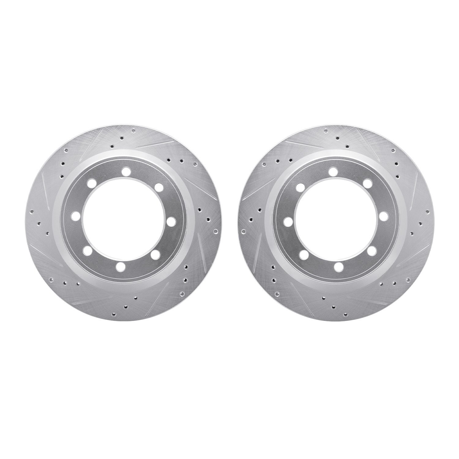 7002-54222 Drilled/Slotted Brake Rotors [Silver], 1999-2004 Ford/Lincoln/Mercury/Mazda, Position: Rear