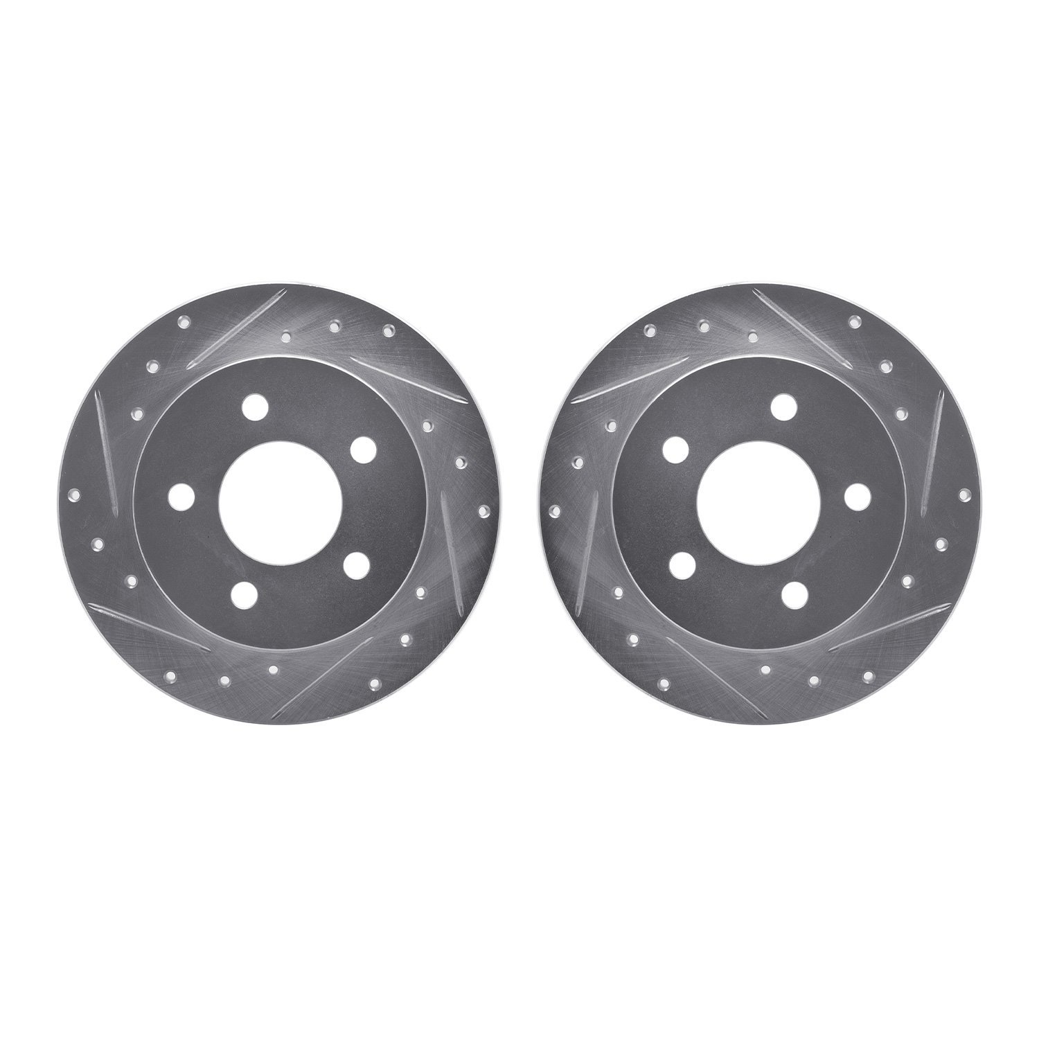 7002-54238 Drilled/Slotted Brake Rotors [Silver], 1994-2004 Ford/Lincoln/Mercury/Mazda, Position: Rear