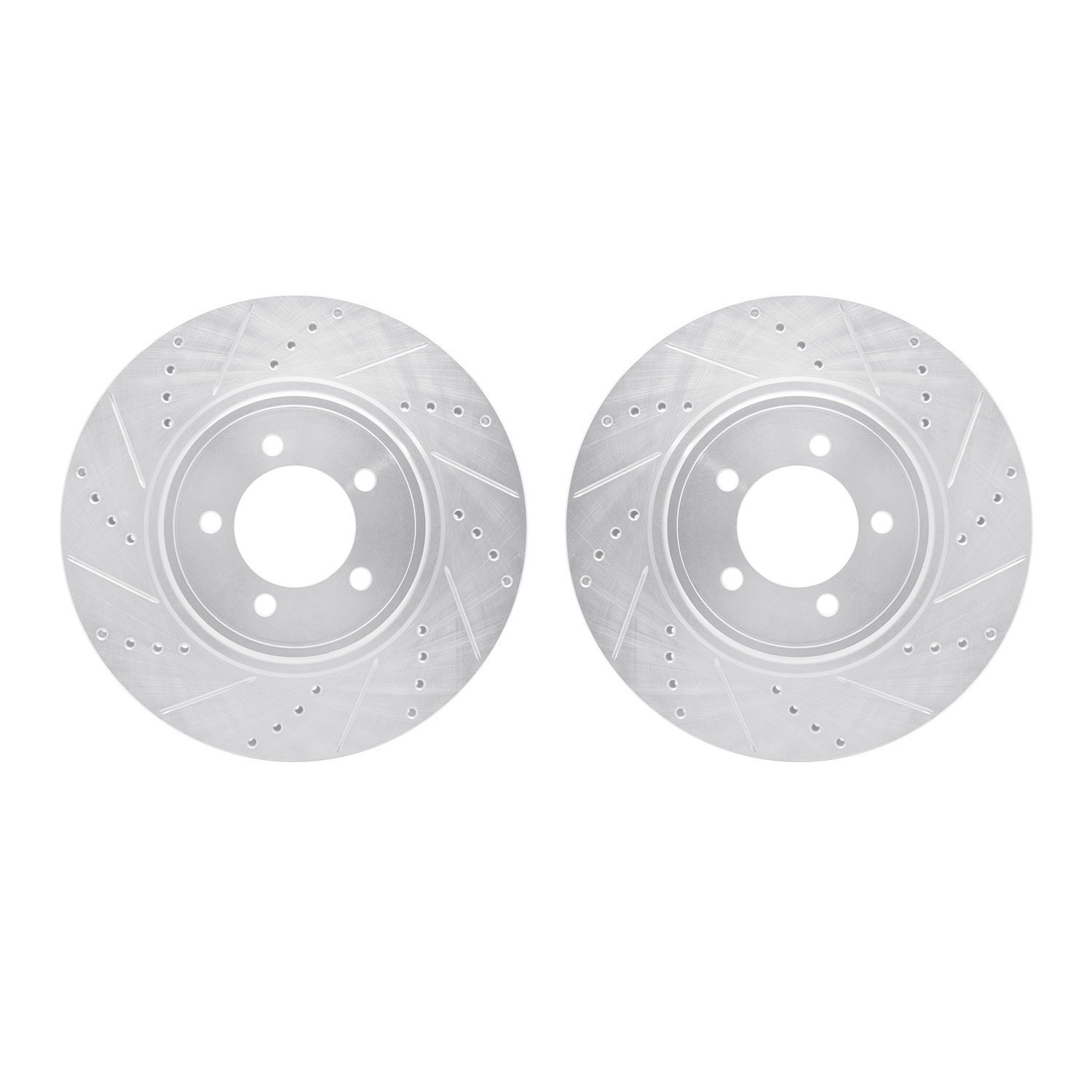 7002-55001 Drilled/Slotted Brake Rotors [Silver], 2003-2005 Ford/Lincoln/Mercury/Mazda, Position: Front