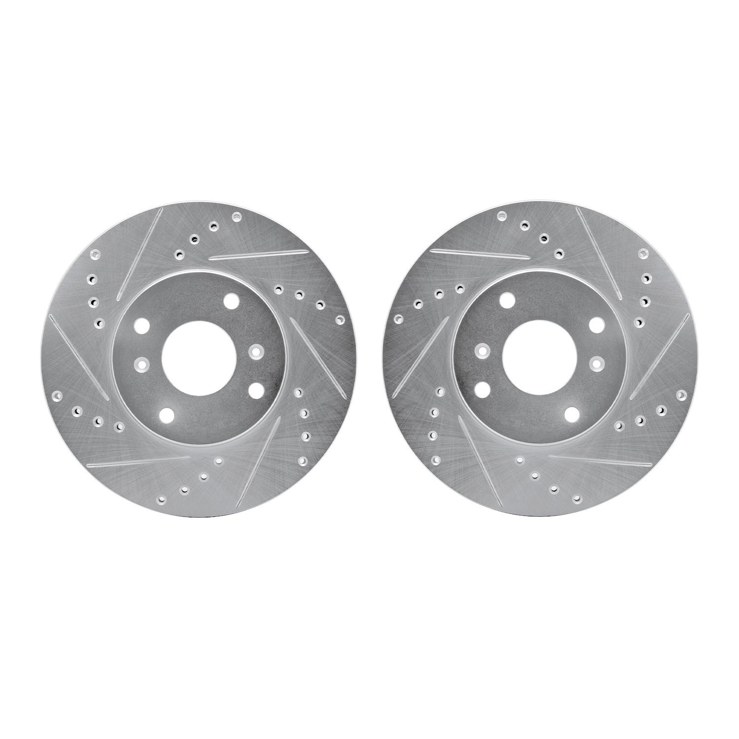 7002-58000 Drilled/Slotted Brake Rotors [Silver], 1998-1999 Acura/Honda, Position: Front
