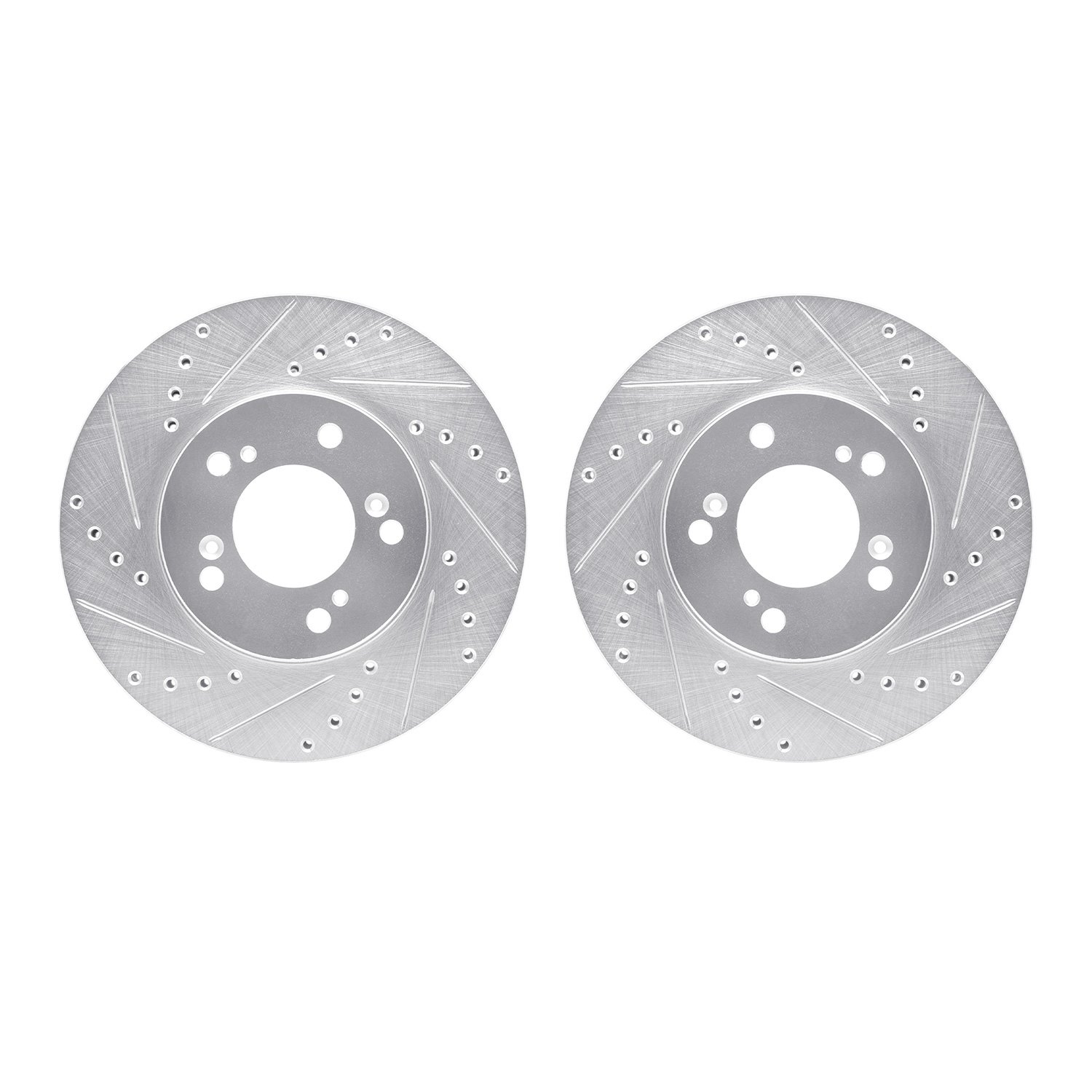 7002-58004 Drilled/Slotted Brake Rotors [Silver], 1993-1995 Acura/Honda, Position: Front