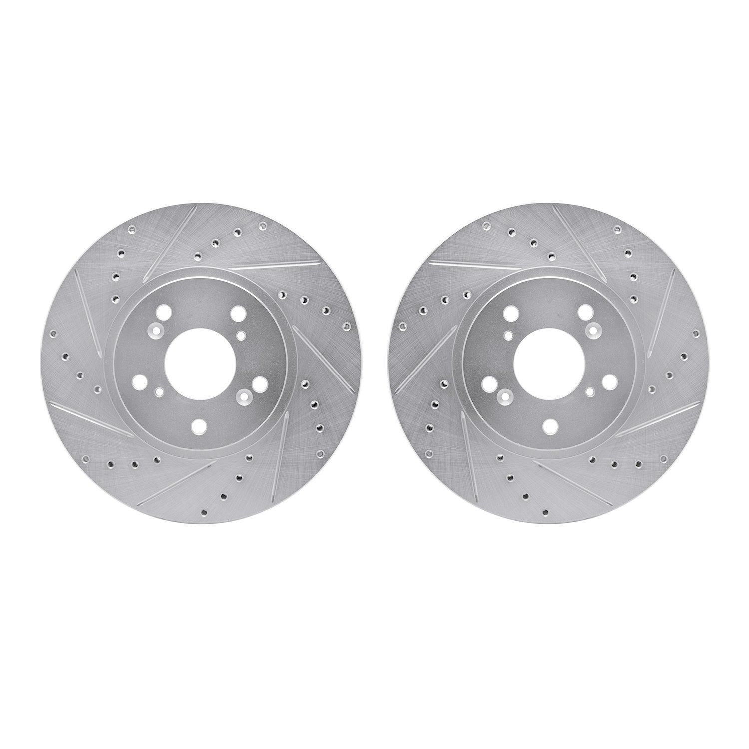 7002-58015 Drilled/Slotted Brake Rotors [Silver], 2004-2008 Acura/Honda, Position: Front