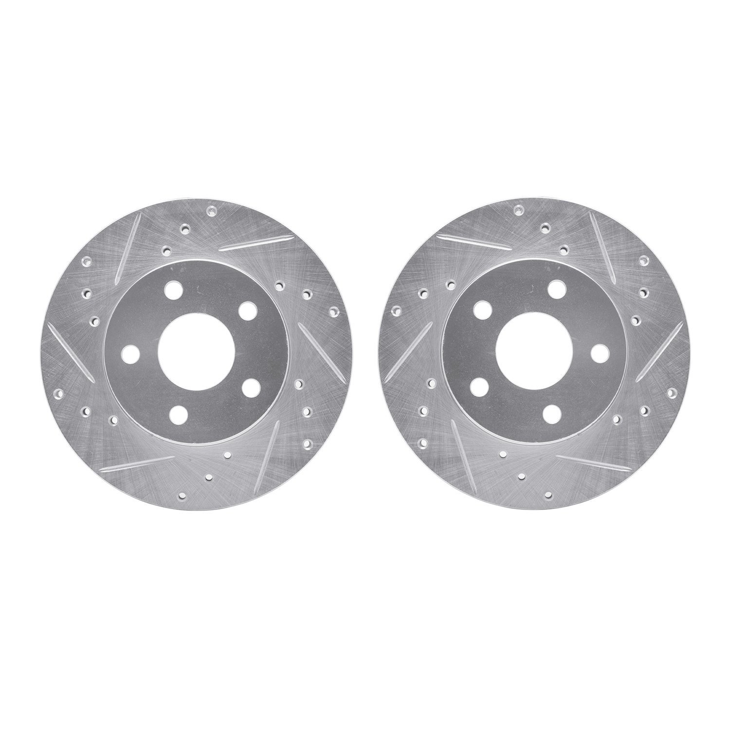 7002-59000 Drilled/Slotted Brake Rotors [Silver], 1990-1997 Acura/Honda, Position: Front