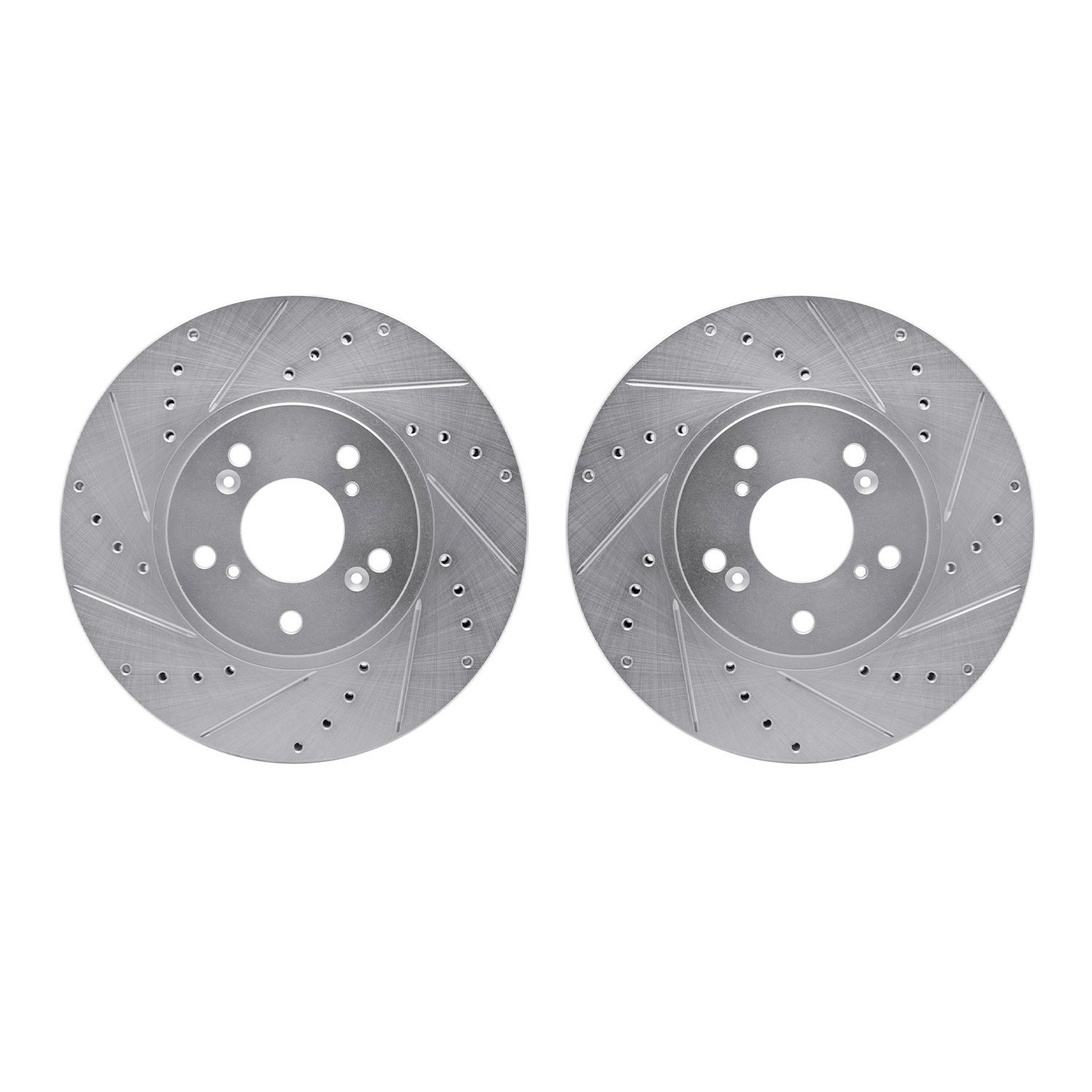 7002-59003 Drilled/Slotted Brake Rotors [Silver], 1999-2014 Acura/Honda, Position: Front