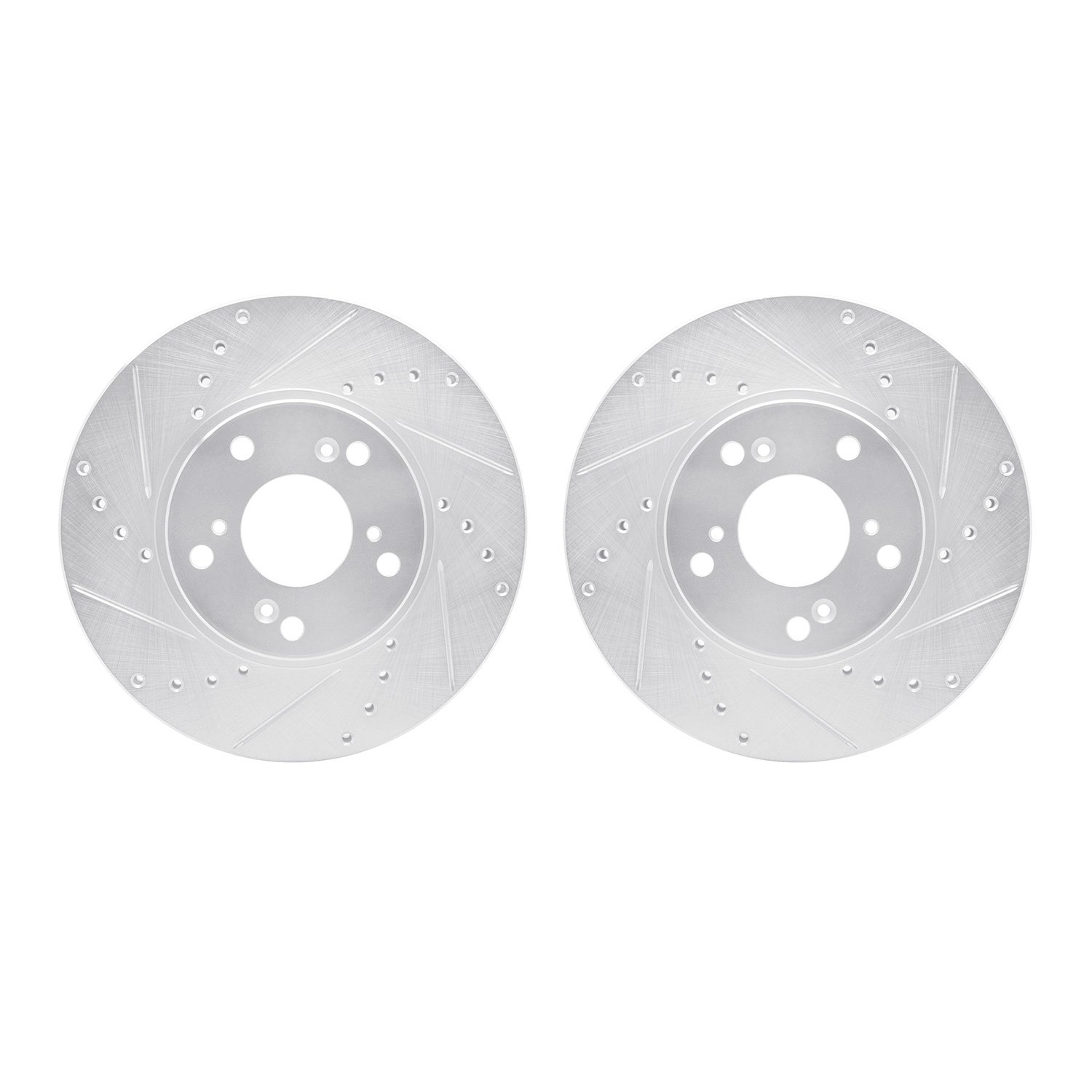 7002-59004 Drilled/Slotted Brake Rotors [Silver], 1998-2021 Acura/Honda, Position: Front