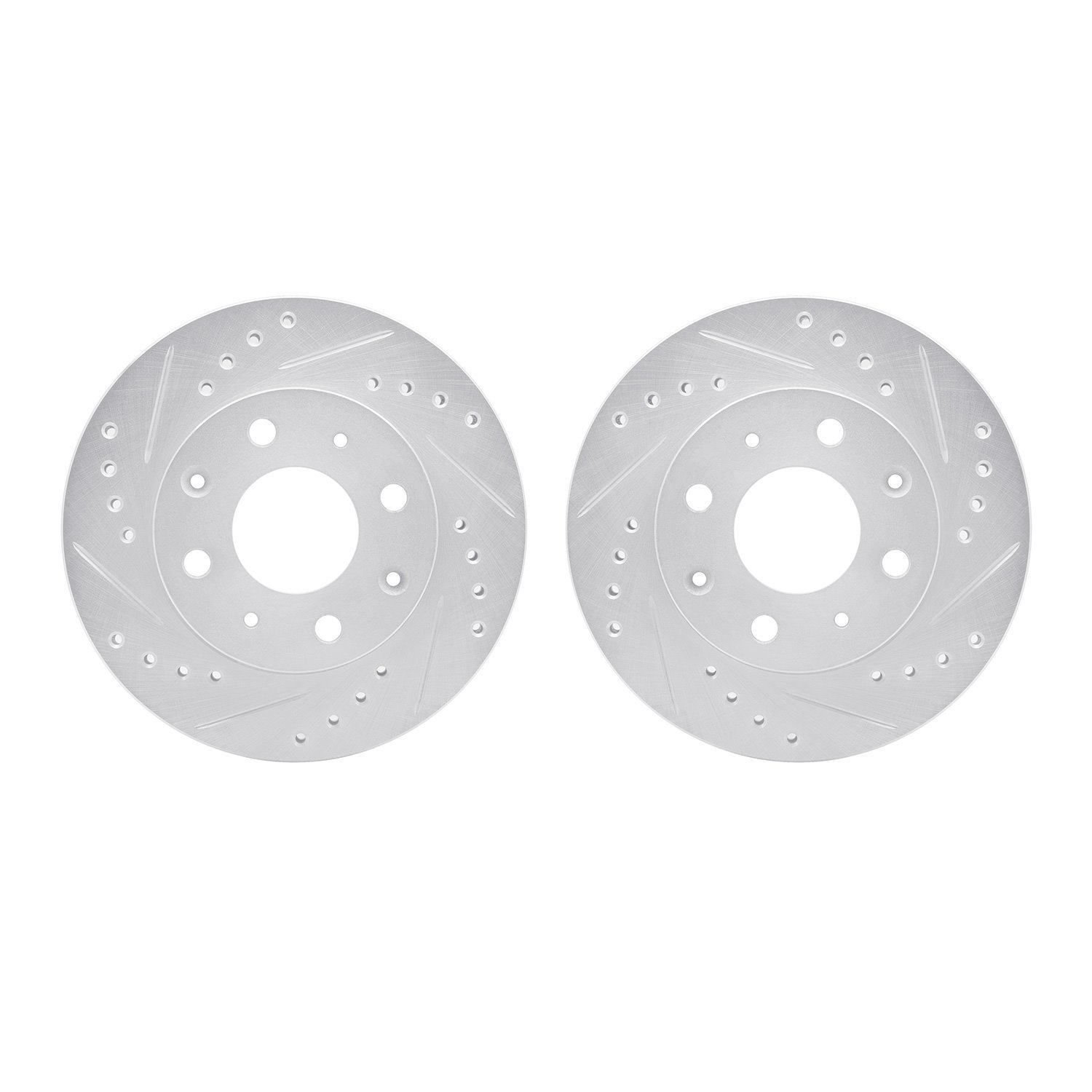 7002-59018 Drilled/Slotted Brake Rotors [Silver], 1982-1983 Acura/Honda, Position: Front