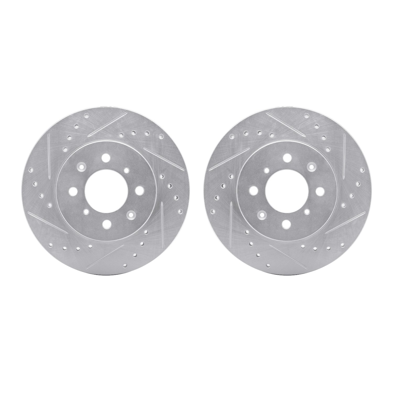7002-59020 Drilled/Slotted Brake Rotors [Silver], 1988-1991 Acura/Honda, Position: Front