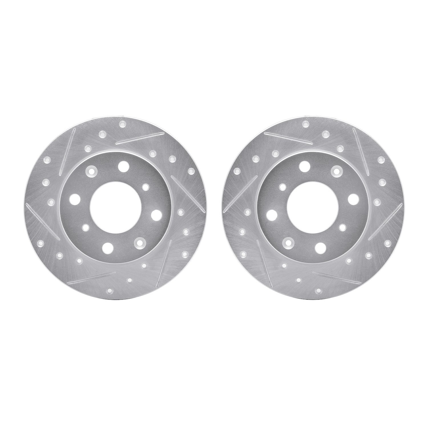 7002-59027 Drilled/Slotted Brake Rotors [Silver], 1979-1983 Acura/Honda, Position: Front
