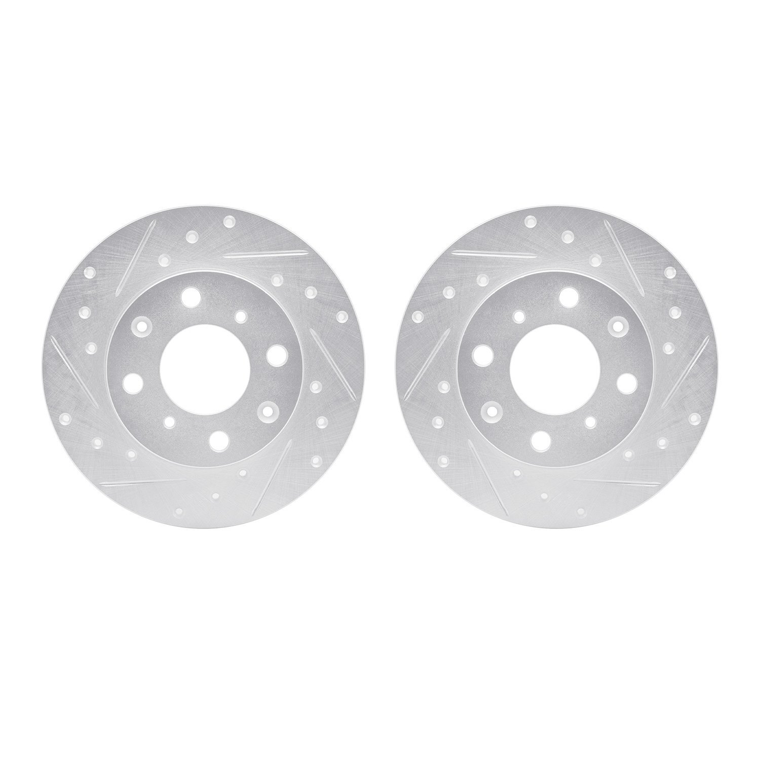 7002-59028 Drilled/Slotted Brake Rotors [Silver], 1984-1987 Acura/Honda, Position: Front