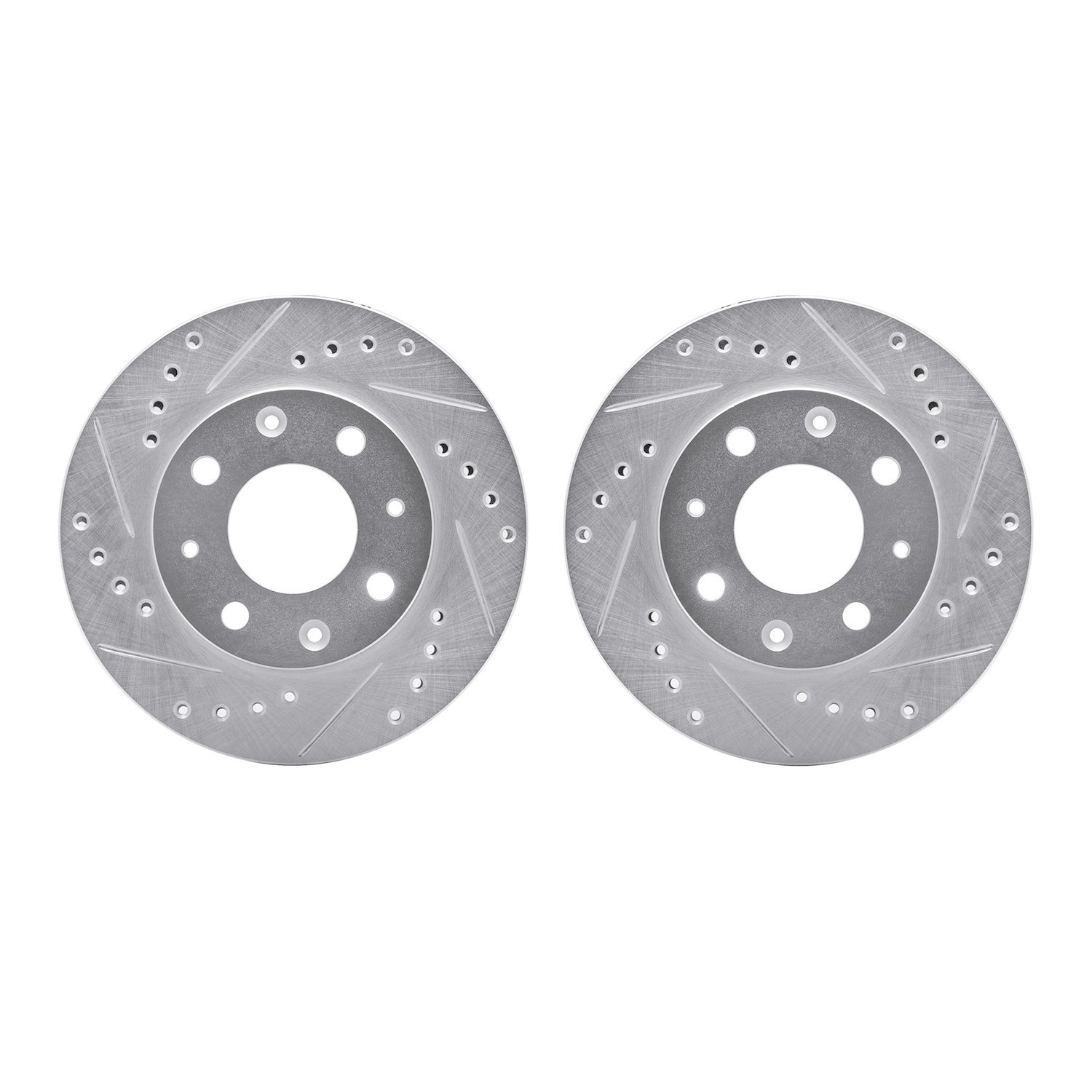 7002-59031 Drilled/Slotted Brake Rotors [Silver], 1984-2006 Acura/Honda, Position: Front