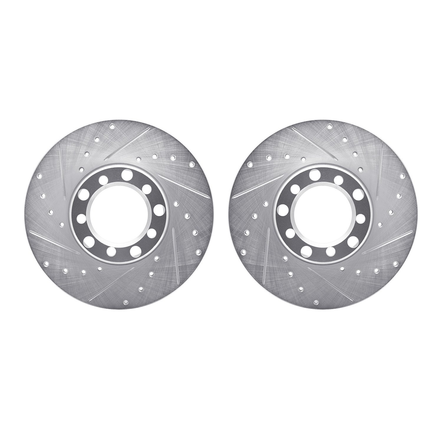 7002-63009 Drilled/Slotted Brake Rotors [Silver], 1973-1985 Mercedes-Benz, Position: Front