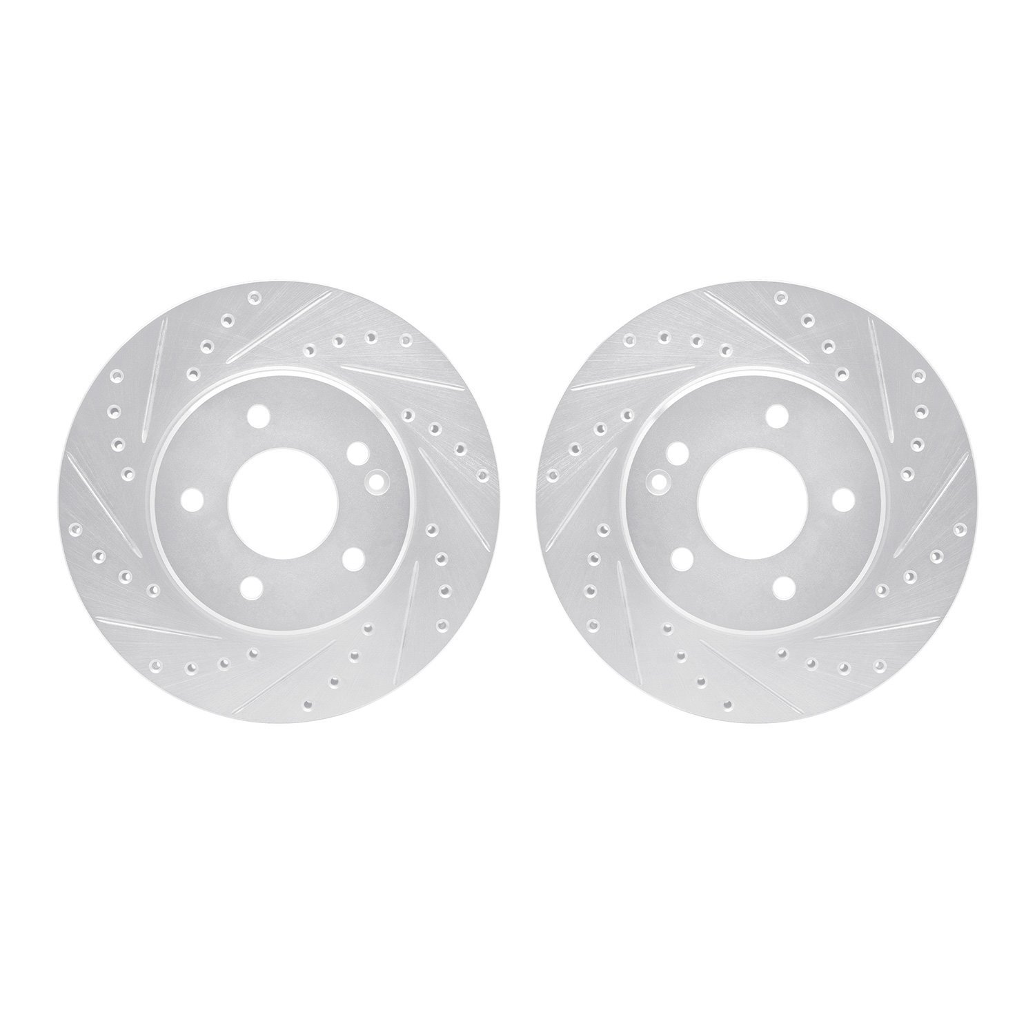 7002-63028 Drilled/Slotted Brake Rotors [Silver], 1994-1997 Mercedes-Benz, Position: Front
