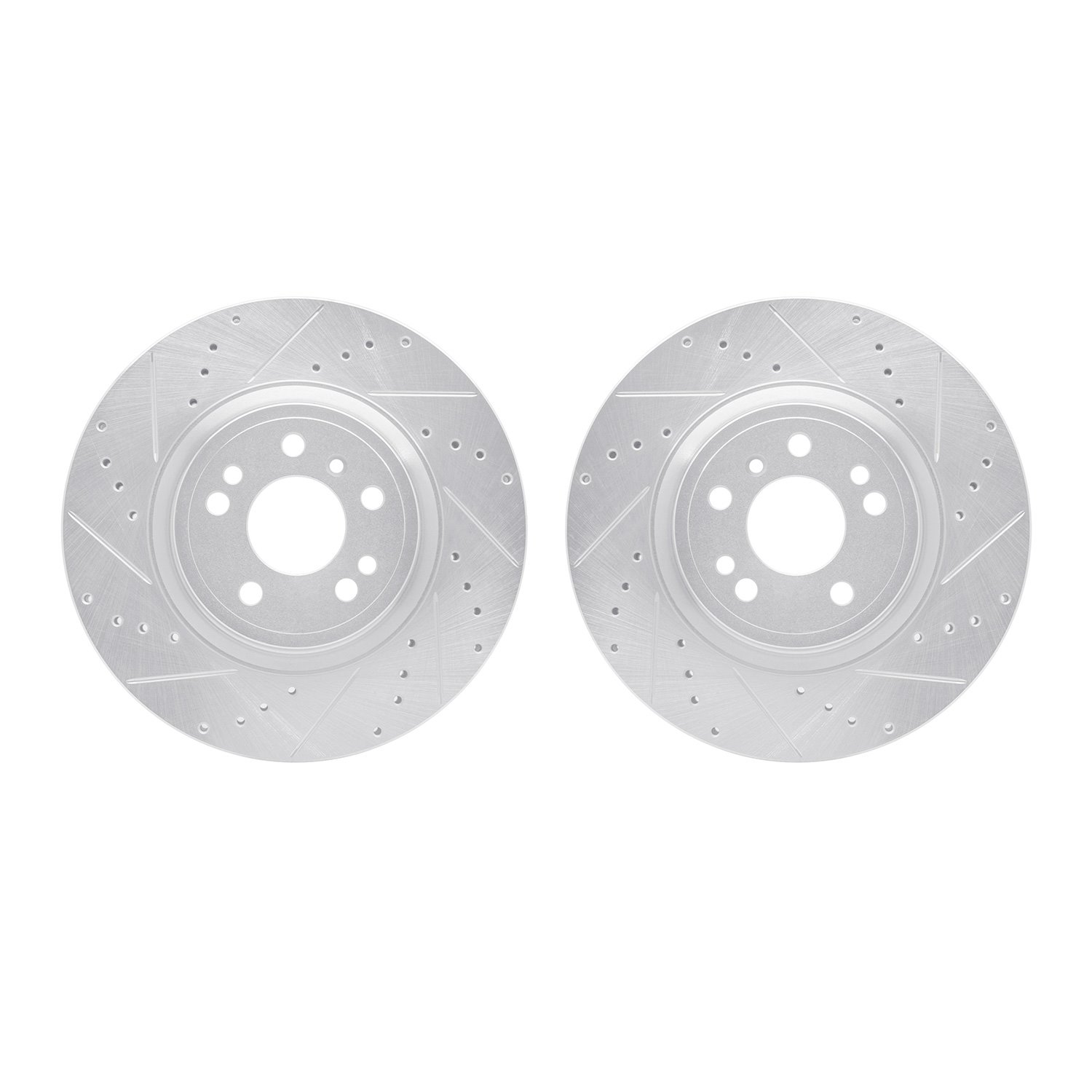 7002-63067 Drilled/Slotted Brake Rotors [Silver], 2012-2018 Mercedes-Benz, Position: Front