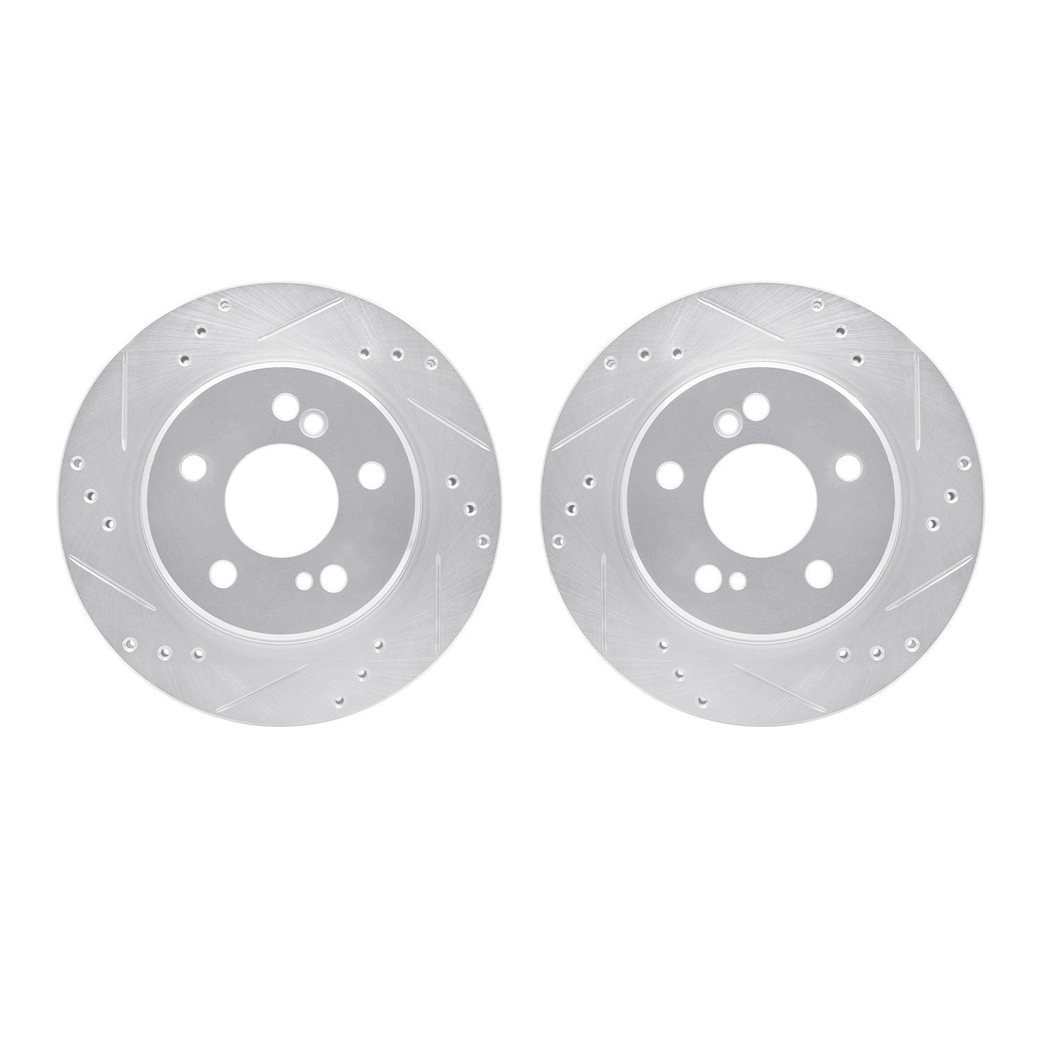 7002-63091 Drilled/Slotted Brake Rotors [Silver], 1992-1995 Mercedes-Benz, Position: Rear