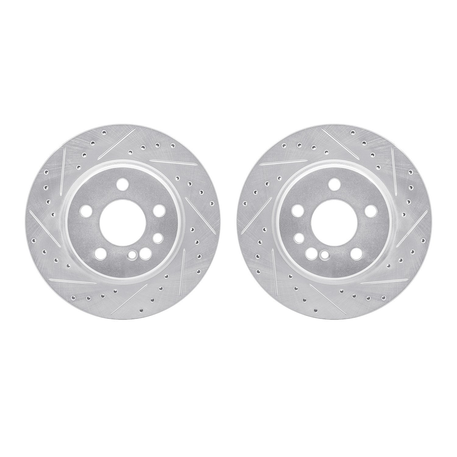 7002-63092 Drilled/Slotted Brake Rotors [Silver], 1992-1999 Mercedes-Benz, Position: Rear