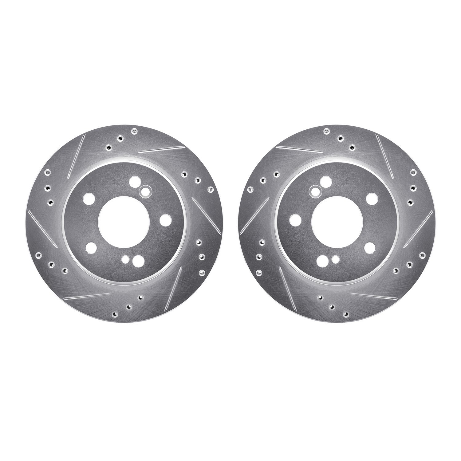 7002-63093 Drilled/Slotted Brake Rotors [Silver], 1992-1994 Mercedes-Benz, Position: Rear