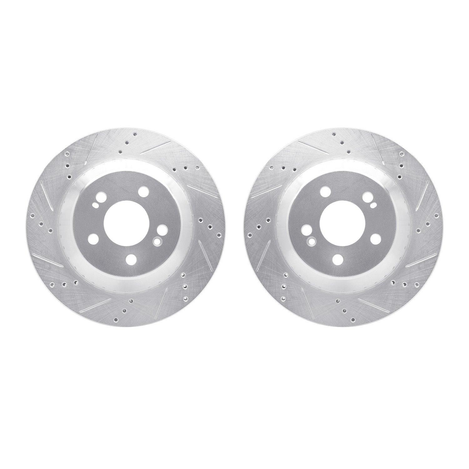 7002-63134 Drilled/Slotted Brake Rotors [Silver], 2015-2021 Mercedes-Benz, Position: Rear