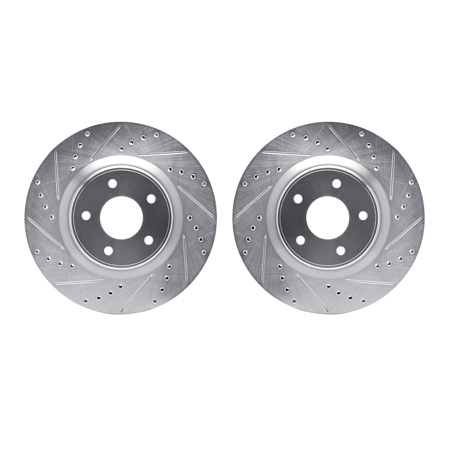 7002-67007 Drilled/Slotted Brake Rotors [Silver], Fits Select Infiniti/Nissan, Position: Front