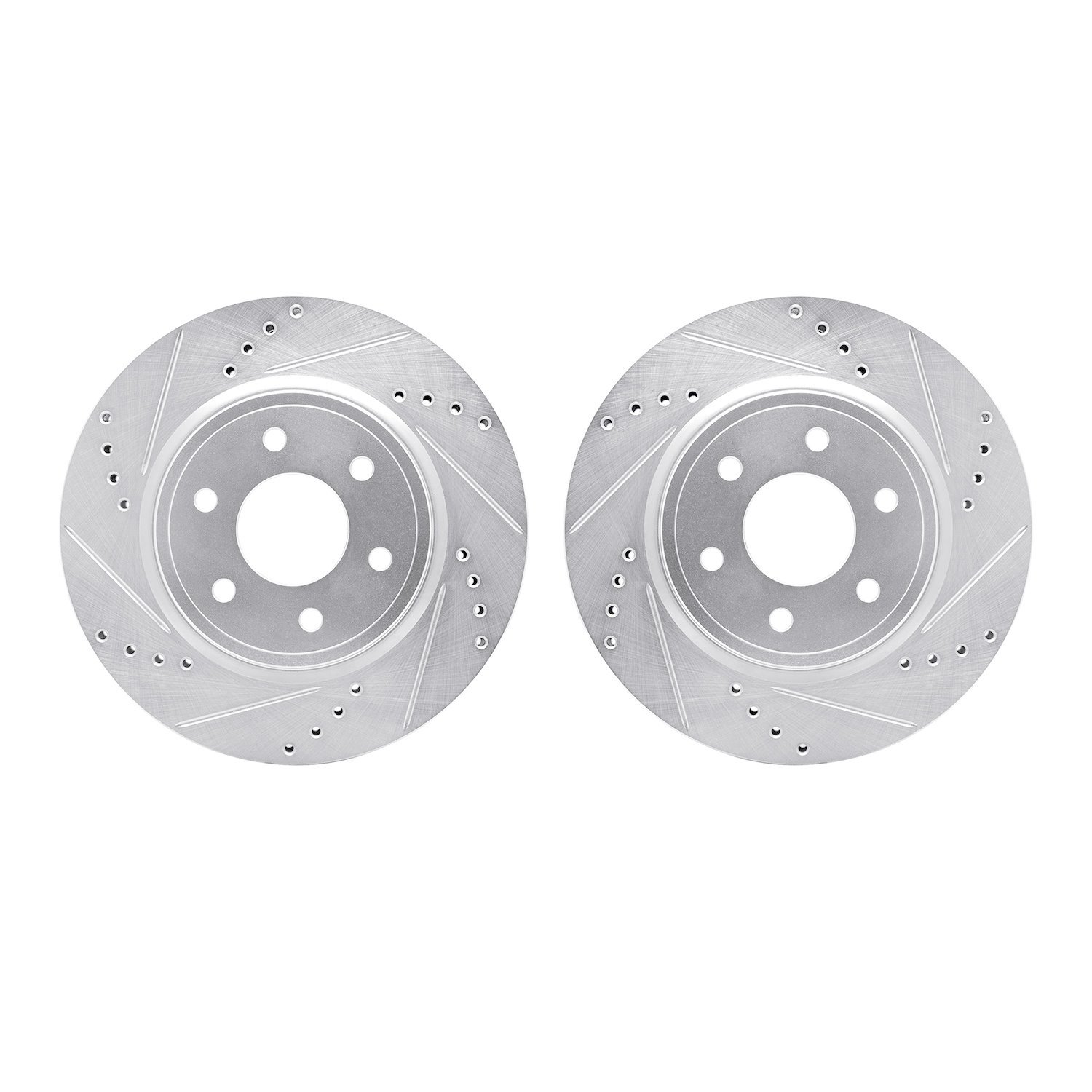 Drilled/Slotted Brake Rotors [Silver], Fits Select Multiple