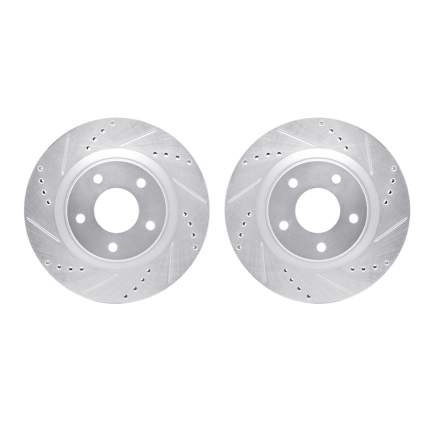 7002-67052 Drilled/Slotted Brake Rotors [Silver], 2011-2019 Infiniti/Nissan, Position: Front