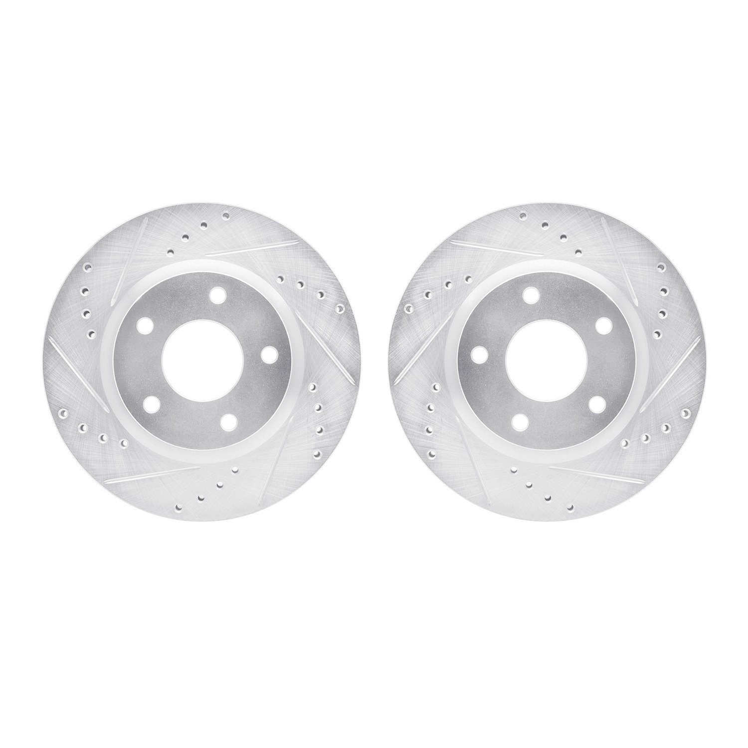 7002-67071 Drilled/Slotted Brake Rotors [Silver], 2013-2019 Infiniti/Nissan, Position: Front