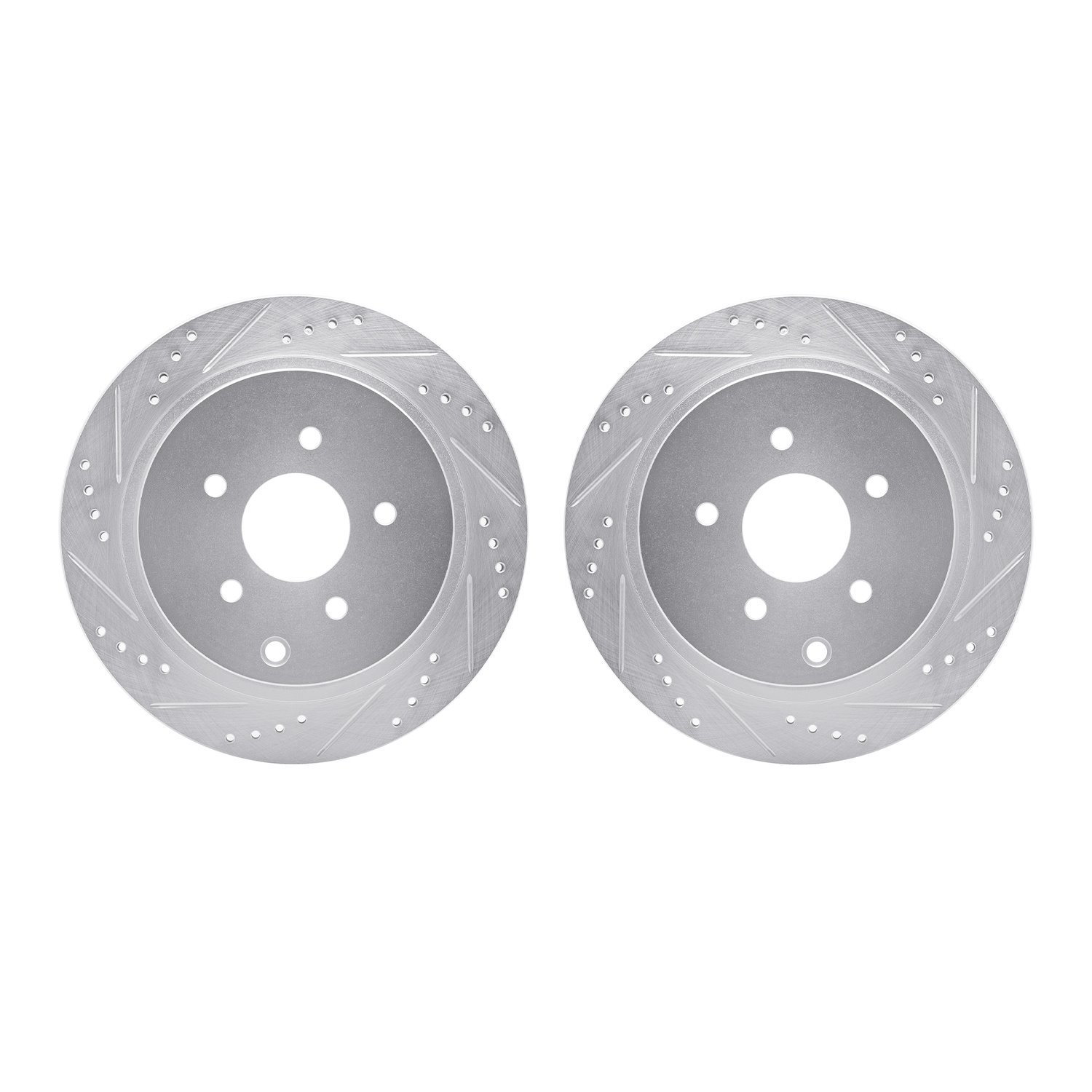 7002-67079 Drilled/Slotted Brake Rotors [Silver], Fits Select Infiniti/Nissan, Position: Rear