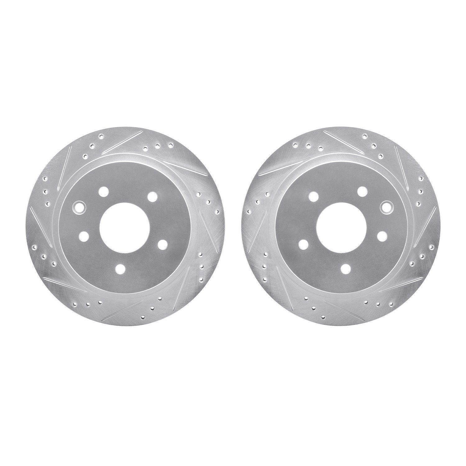 7002-67081 Drilled/Slotted Brake Rotors [Silver], Fits Select Multiple Makes/Models, Position: Rear