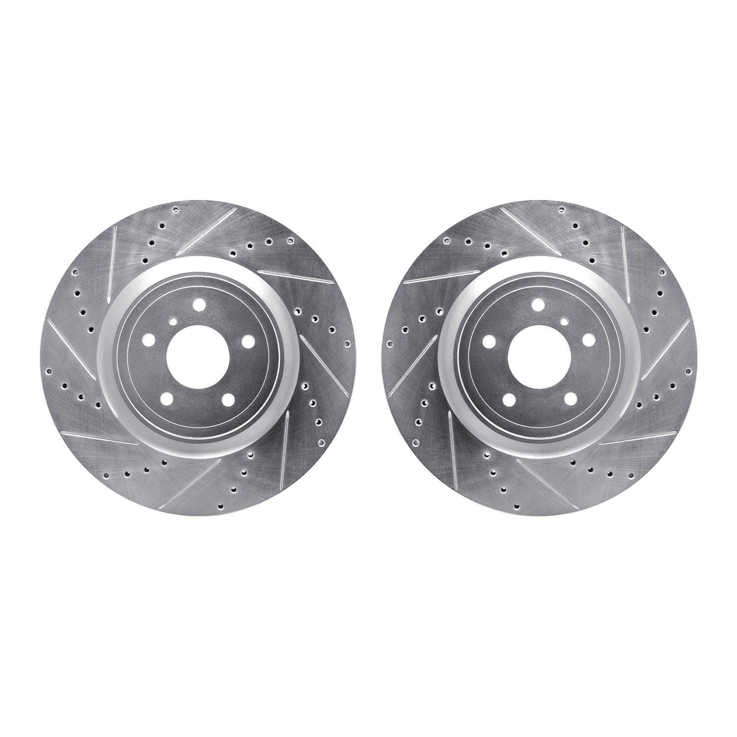 7002-68001 Drilled/Slotted Brake Rotors [Silver], Fits Select Infiniti/Nissan, Position: Front