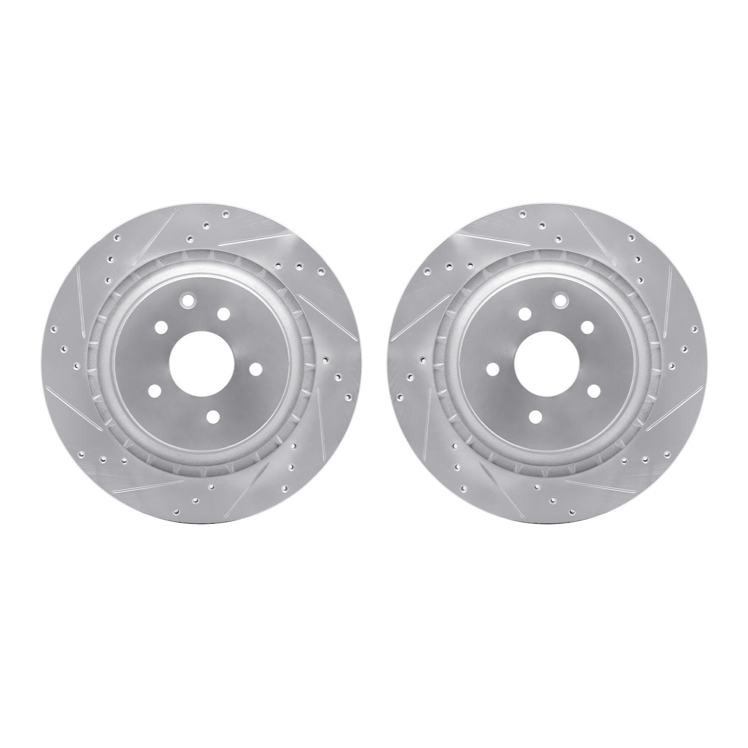 7002-68013 Drilled/Slotted Brake Rotors [Silver], 2008-2020 Infiniti/Nissan, Position: Rear