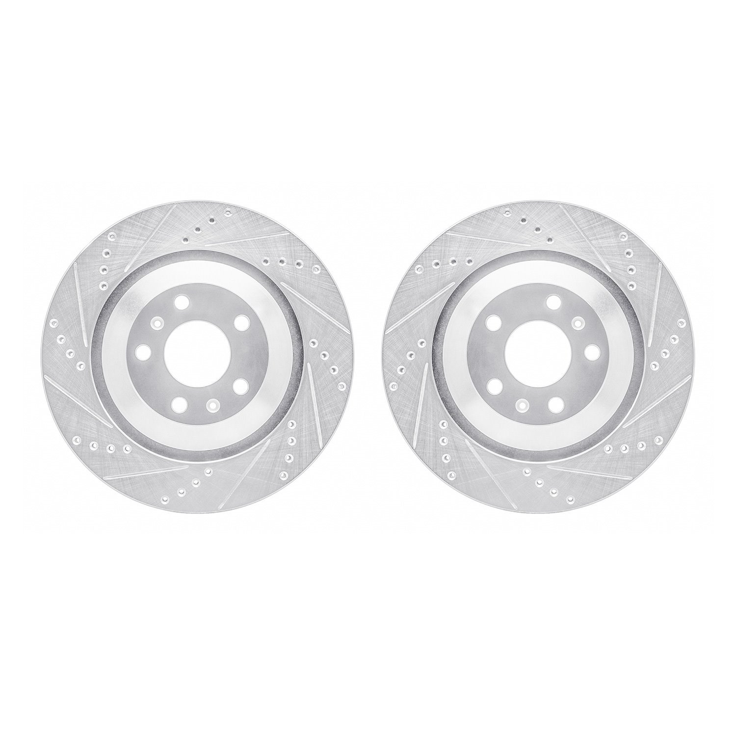 7002-73060 Drilled/Slotted Brake Rotors [Silver], 2004-2018 Multiple Makes/Models, Position: Rear