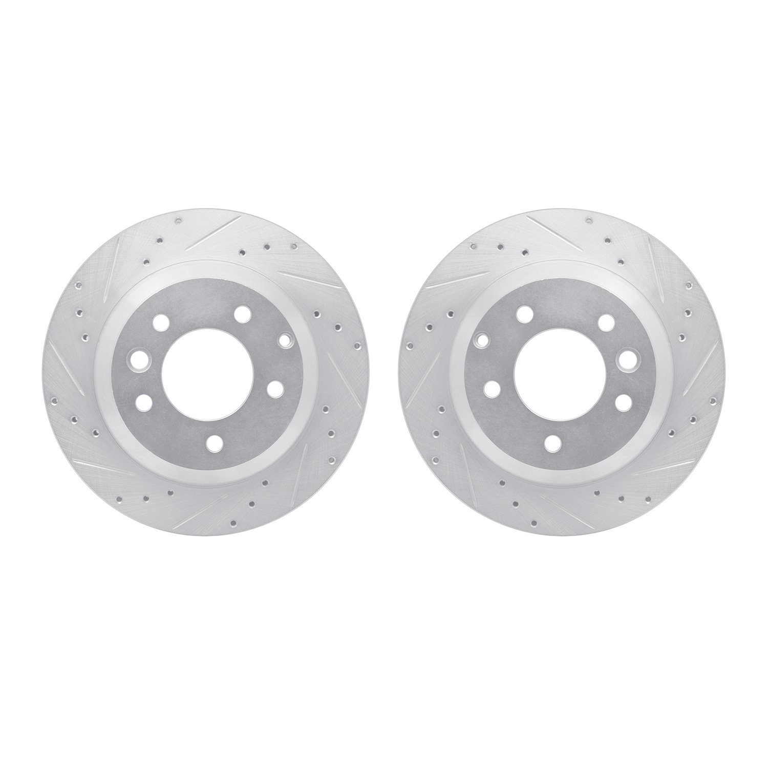7002-74046 Drilled/Slotted Brake Rotors [Silver], 2003-2018 Multiple Makes/Models, Position: Rear