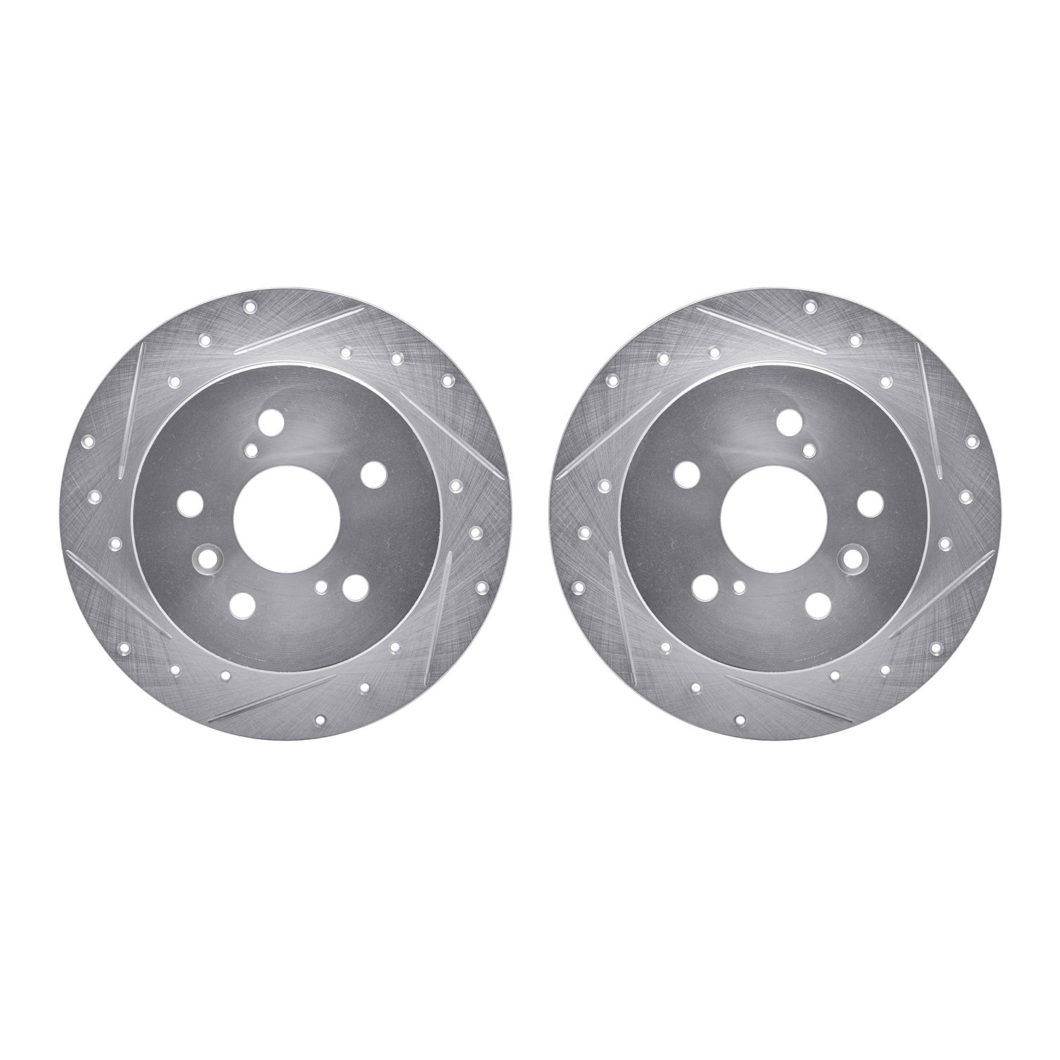 7002-76109 Drilled/Slotted Brake Rotors [Silver], 2012-2018 Lexus/Toyota/Scion, Position: Rear
