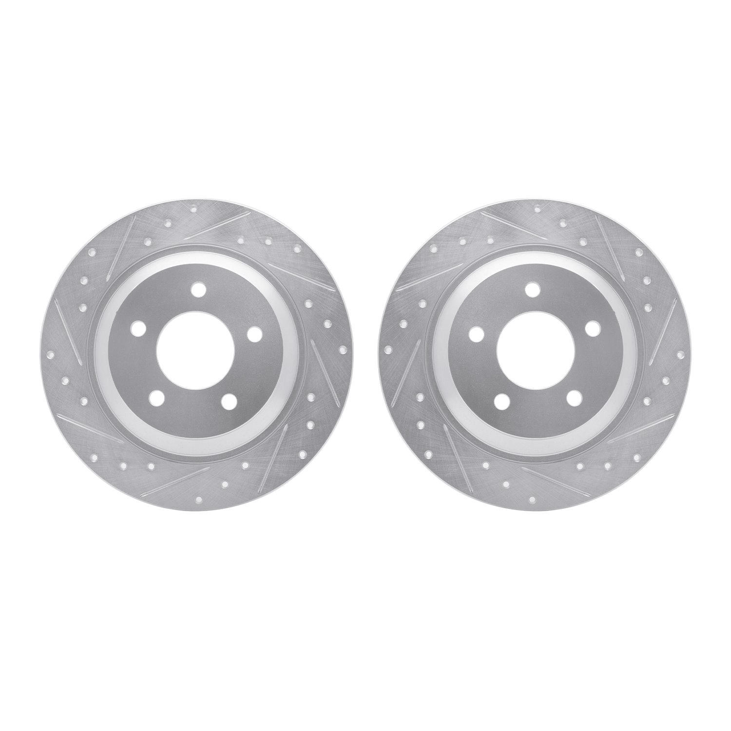 7002-80060 Drilled/Slotted Brake Rotors [Silver], 2006-2015 Ford/Lincoln/Mercury/Mazda, Position: Rear