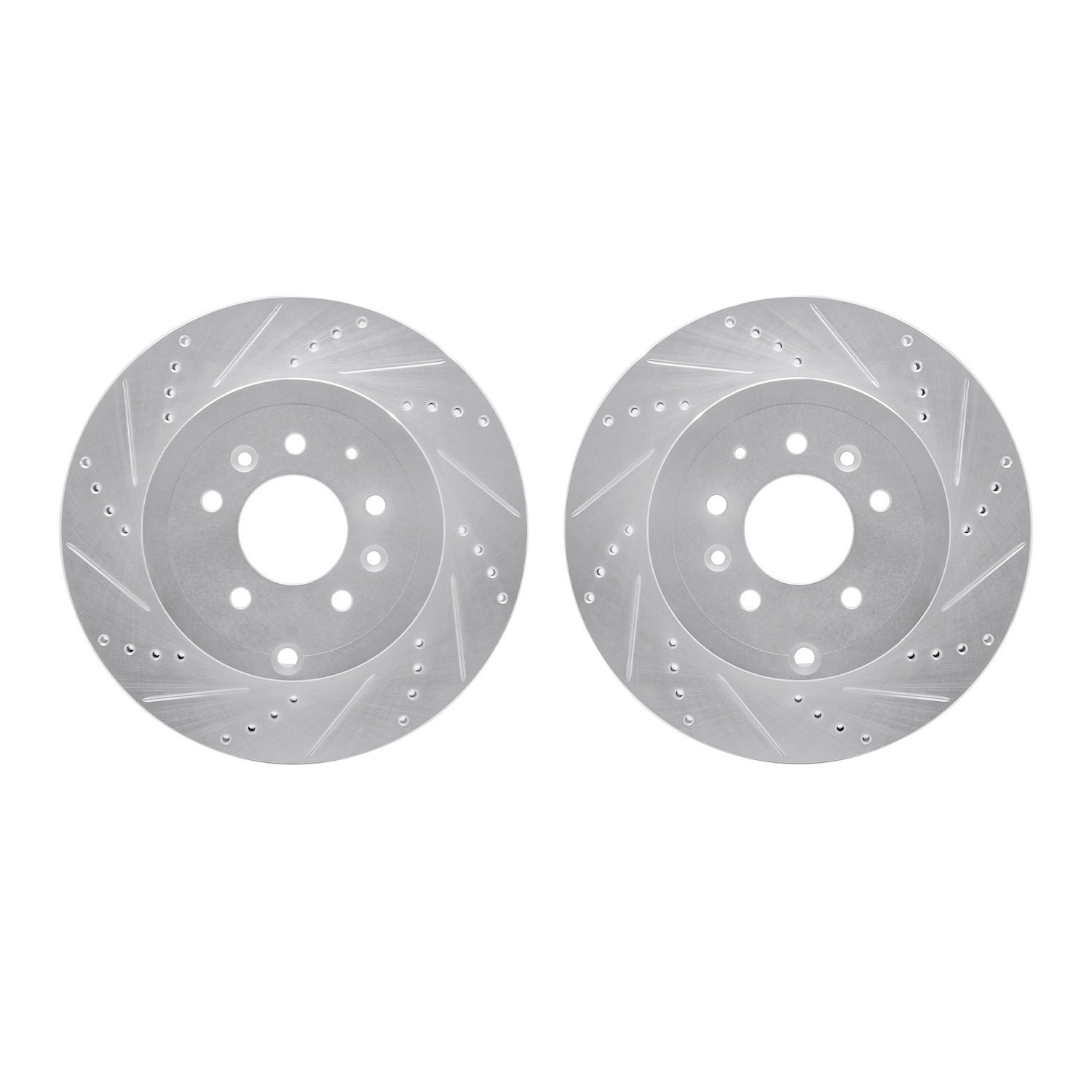 7002-80072 Drilled/Slotted Brake Rotors [Silver], 2007-2015 Ford/Lincoln/Mercury/Mazda, Position: Rear