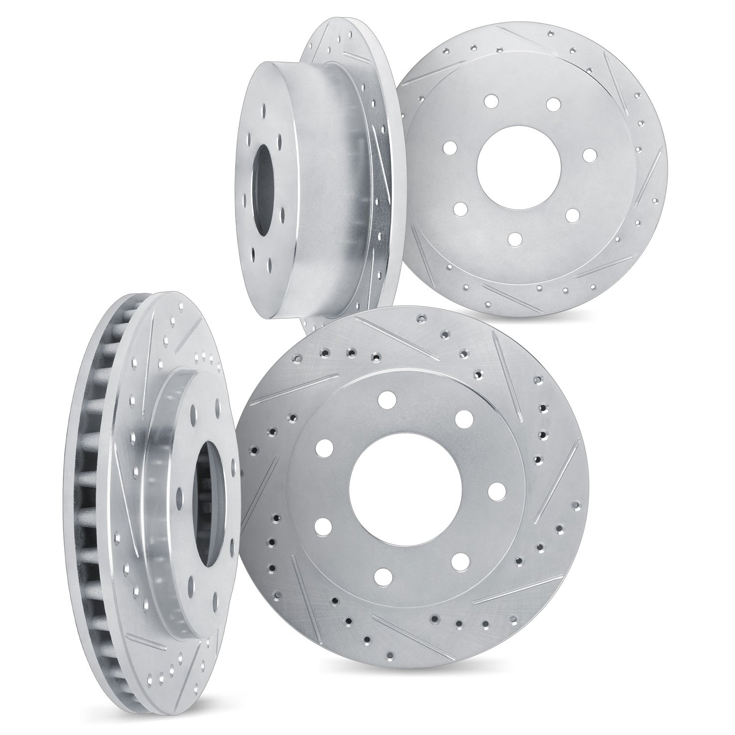 7004-54148 Drilled/Slotted Brake Rotors [Silver], 1997-2004 Ford/Lincoln/Mercury/Mazda, Position: Front and Rear