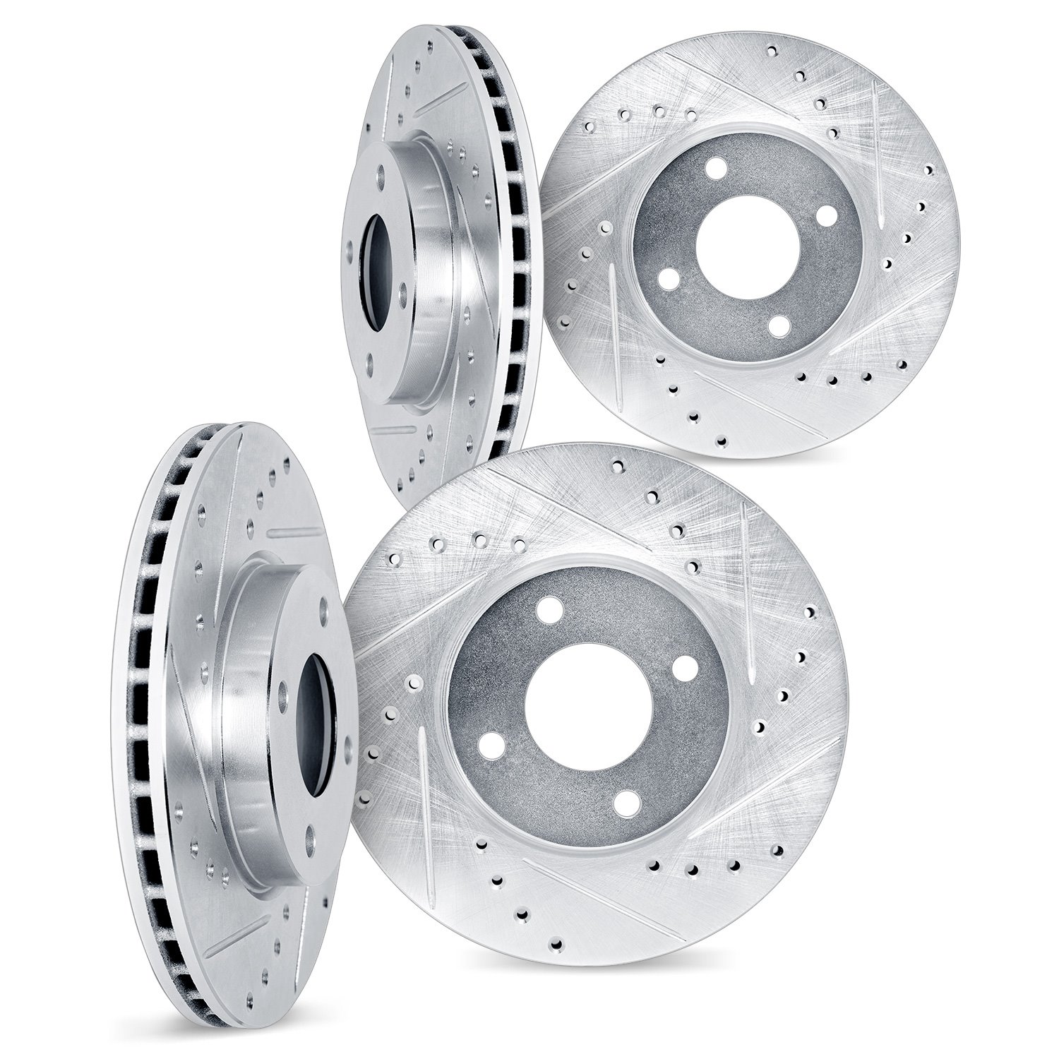 7004-56003 Drilled/Slotted Brake Rotors [Silver], 1998-2002 Ford/Lincoln/Mercury/Mazda, Position: Front and Rear