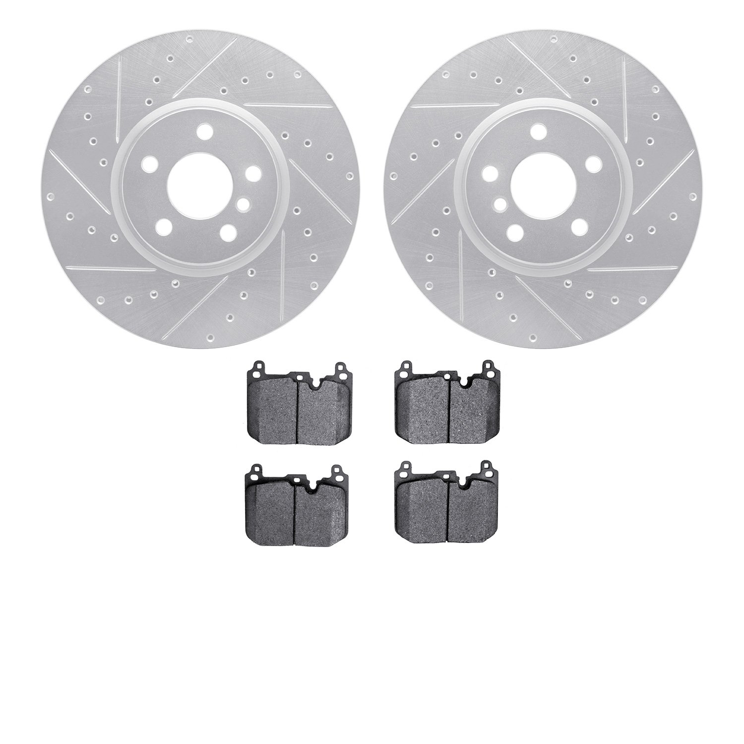 7302-32018 Drilled/Slotted Brake Rotor with 3000-Series Ceramic Brake Pads Kit [Silver], 2015-2019 Mini, Position: Front