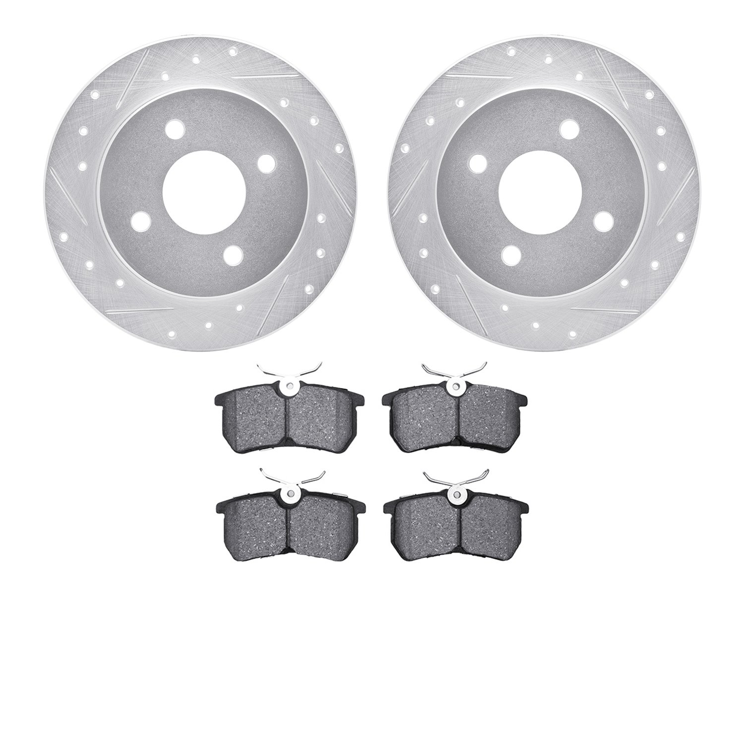 7302-54009 Drilled/Slotted Brake Rotor with 3000-Series Ceramic Brake Pads Kit [Silver], 2001-2019 Ford/Lincoln/Mercury/Mazda, P