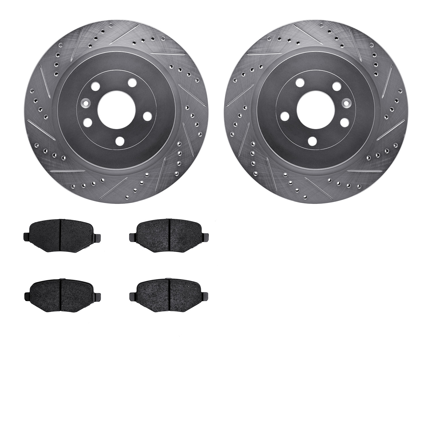 7302-54194 Drilled/Slotted Brake Rotor with 3000-Series Ceramic Brake Pads Kit [Silver], 2013-2019 Ford/Lincoln/Mercury/Mazda, P