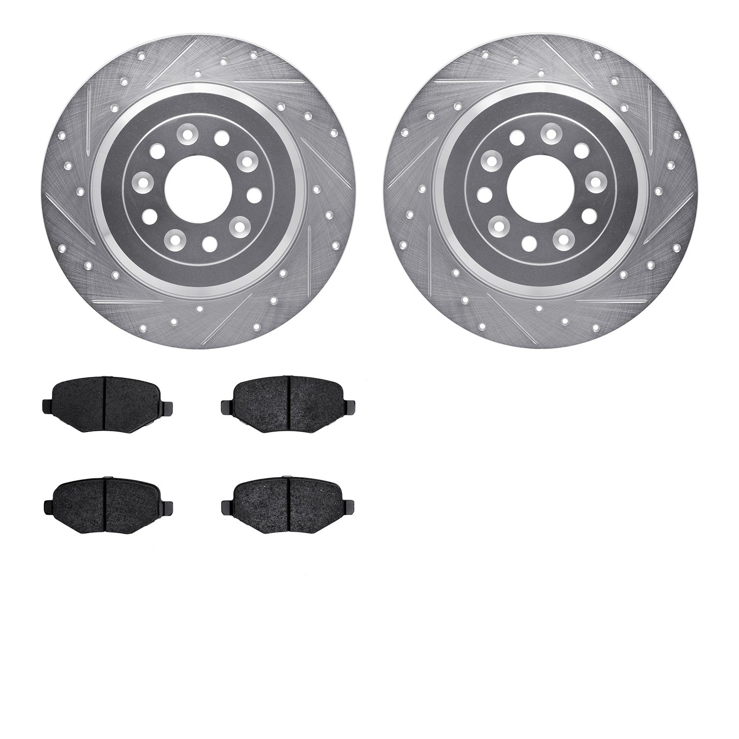 7302-54195 Drilled/Slotted Brake Rotor with 3000-Series Ceramic Brake Pads Kit [Silver], 2009-2019 Ford/Lincoln/Mercury/Mazda, P