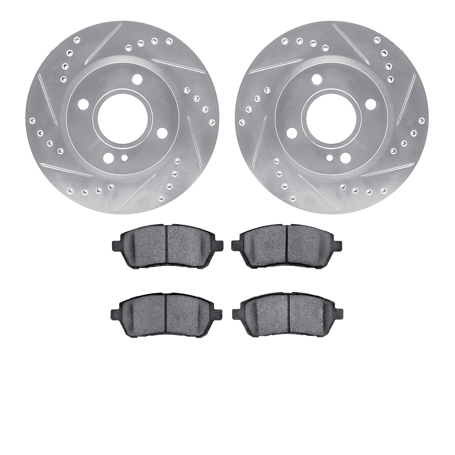 7302-54197 Drilled/Slotted Brake Rotor with 3000-Series Ceramic Brake Pads Kit [Silver], 2011-2019 Ford/Lincoln/Mercury/Mazda, P
