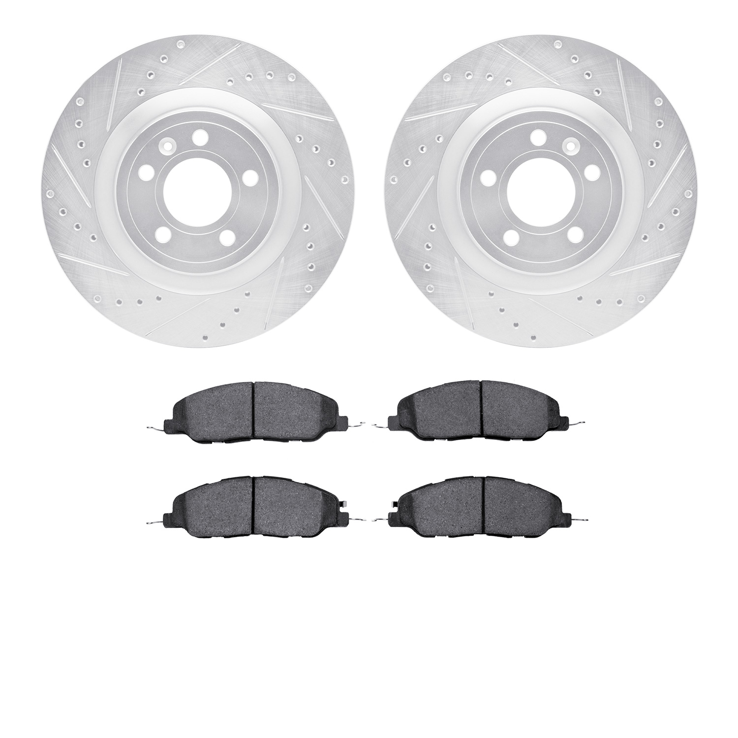 7302-54200 Drilled/Slotted Brake Rotor with 3000-Series Ceramic Brake Pads Kit [Silver], 2011-2014 Ford/Lincoln/Mercury/Mazda, P