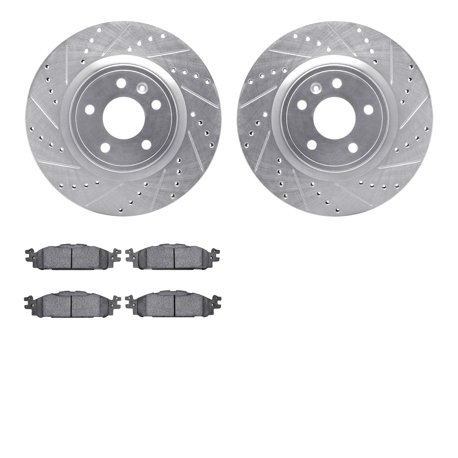 7302-54204 Drilled/Slotted Brake Rotor with 3000-Series Ceramic Brake Pads Kit [Silver], 2011-2019 Ford/Lincoln/Mercury/Mazda, P