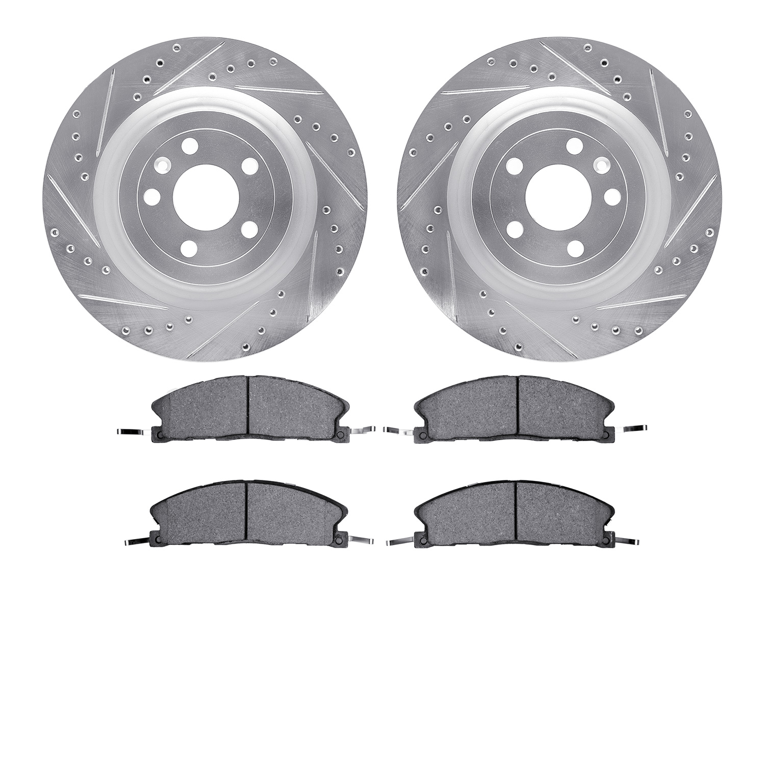 7302-54212 Drilled/Slotted Brake Rotor with 3000-Series Ceramic Brake Pads Kit [Silver], 2013-2019 Ford/Lincoln/Mercury/Mazda, P