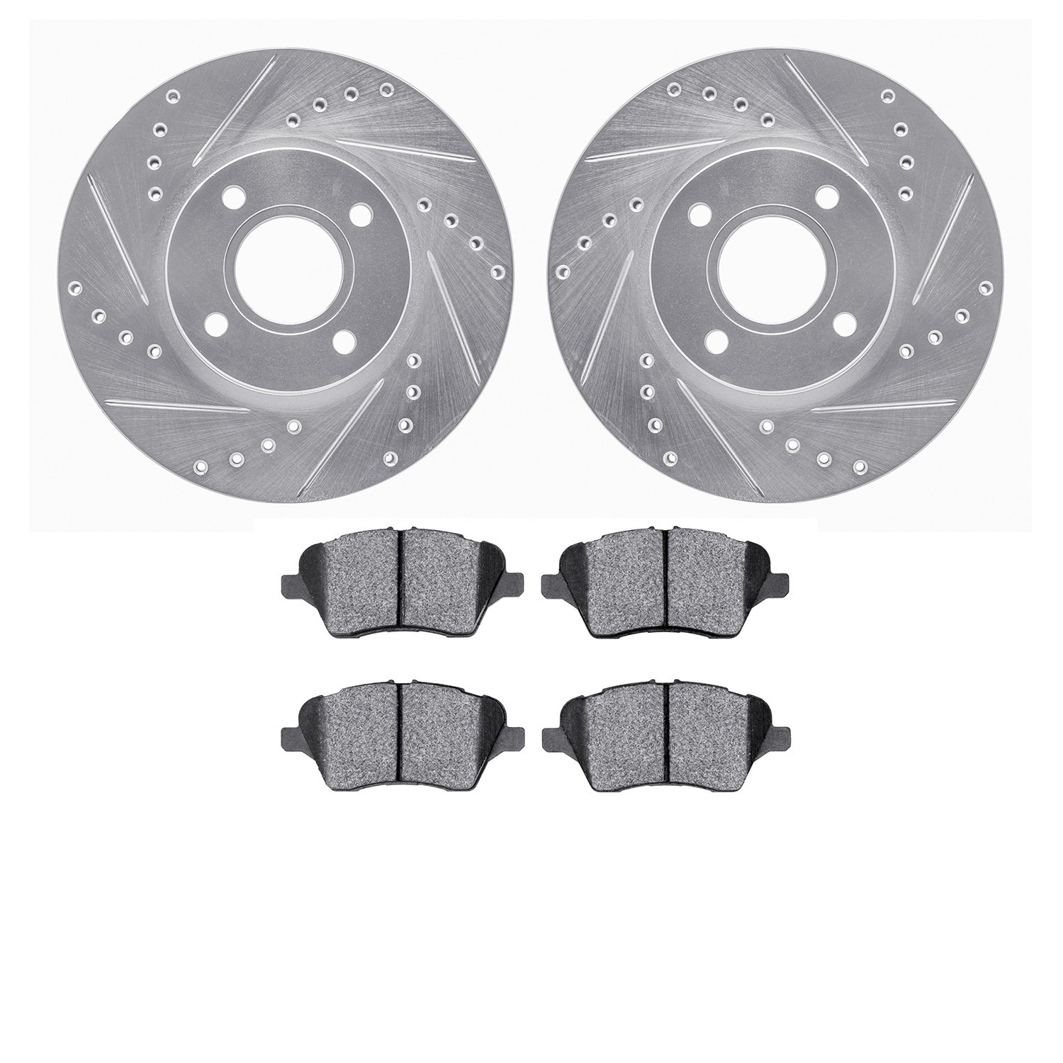 7302-54222 Drilled/Slotted Brake Rotor with 3000-Series Ceramic Brake Pads Kit [Silver], 2014-2019 Ford/Lincoln/Mercury/Mazda, P