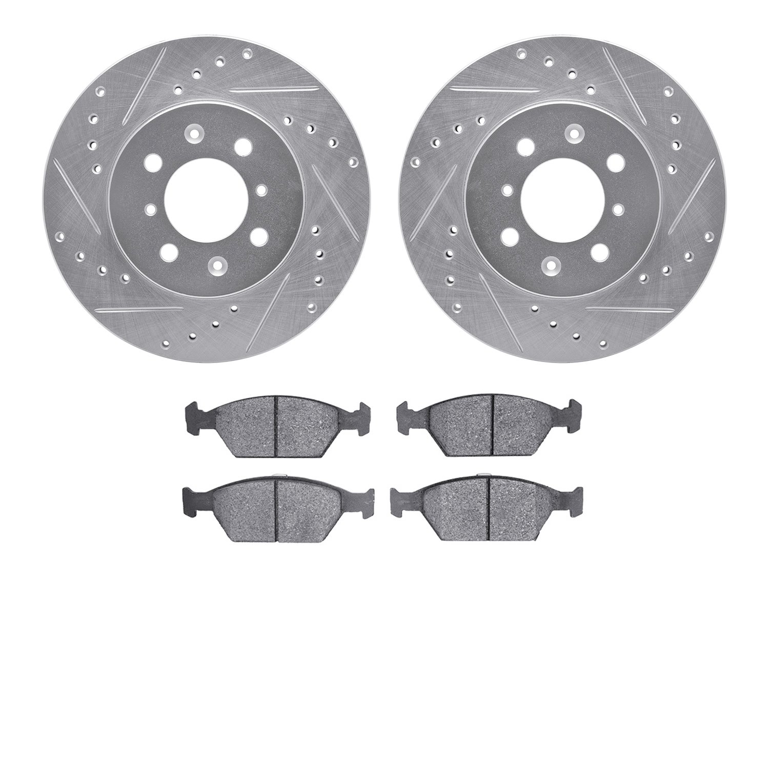 7302-59003 Drilled/Slotted Brake Rotor with 3000-Series Ceramic Brake Pads Kit [Silver], 2010-2014 Acura/Honda, Position: Front