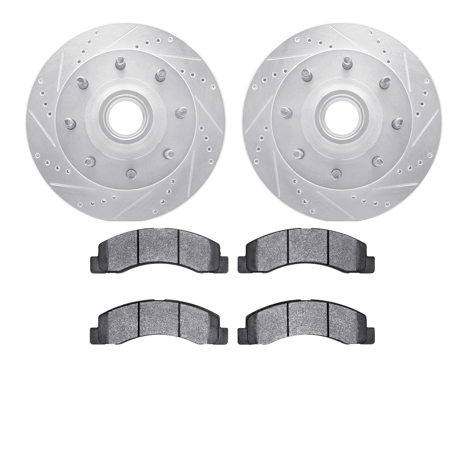 7402-54049 Drilled/Slotted Brake Rotors with Ultimate-Duty Brake Pads Kit [Silver], 1999-2002 Ford/Lincoln/Mercury/Mazda, Positi